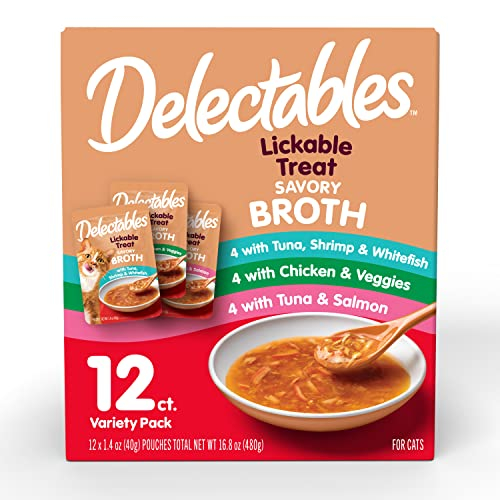 Caldos Salados Wet Cat Treat Delectables, 42 Ml, Paquete De 12 Unidades, Hartz - Venta Internacional.