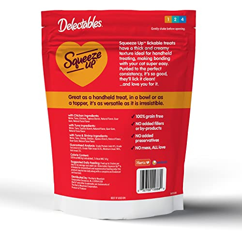 Foto 5 pulgar | Cat Treats Hartz Delectables Squeeze Up, Atún Y Camarones, 24 X 14 G - Venta Internacional.