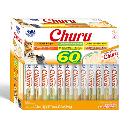 Puré Cremoso Para Lamer Churu Inaba De Cat Treats, 14,2 Ml, 60 Tubos - Venta Internacional.