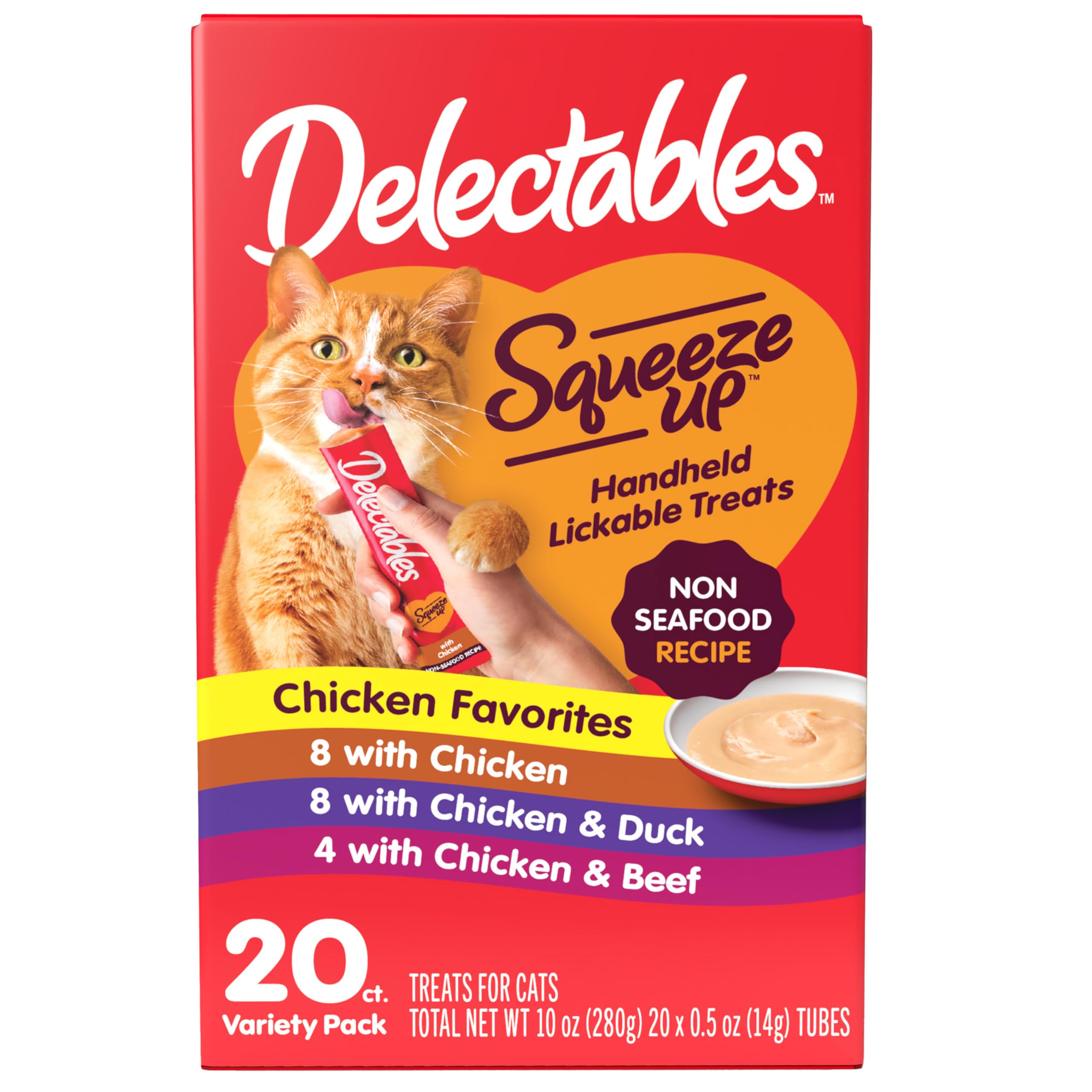 Cat Treat Delectables Squeeze Up, Paquete De 20 X 15 Ml, Sin Pescado - Venta Internacional.