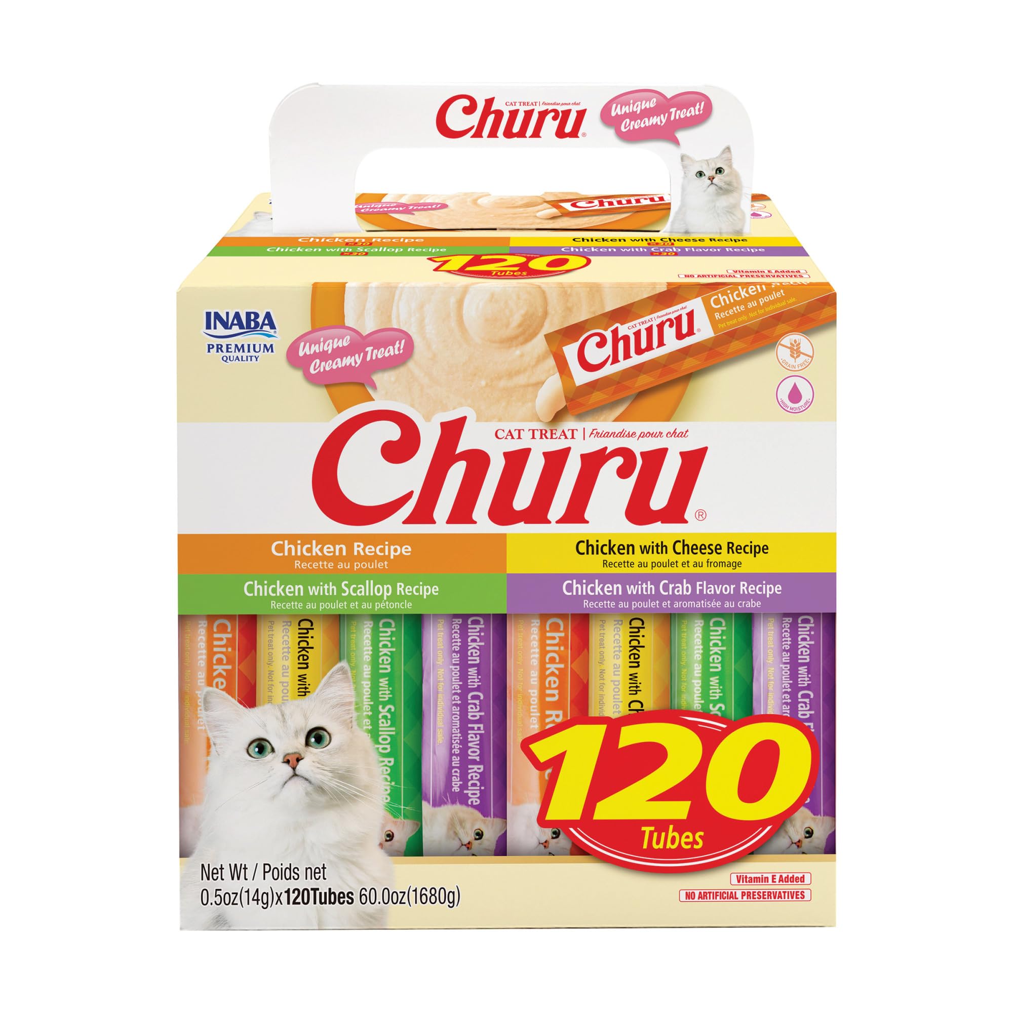 Foto 1 | Puré Cremoso Exprimible Para Lamer Churu De Cat Treats Inaba, 120 X 15 Ml - Venta Internacional.
