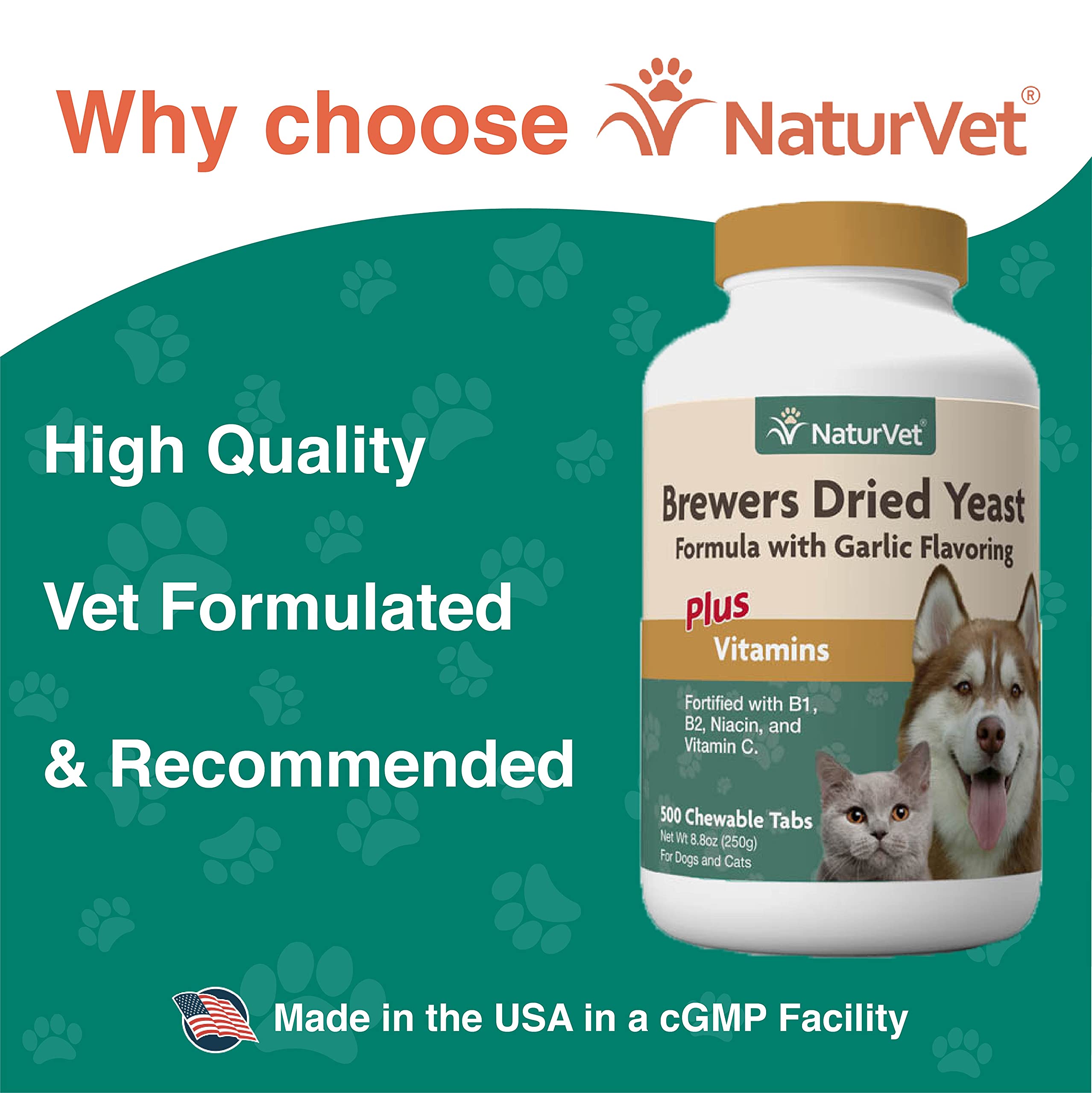 Foto 4 pulgar | Levadura Seca de Cerveza para Mascotas Naturvet con Ajo 500 Tabletas Masticables - Venta Internacional