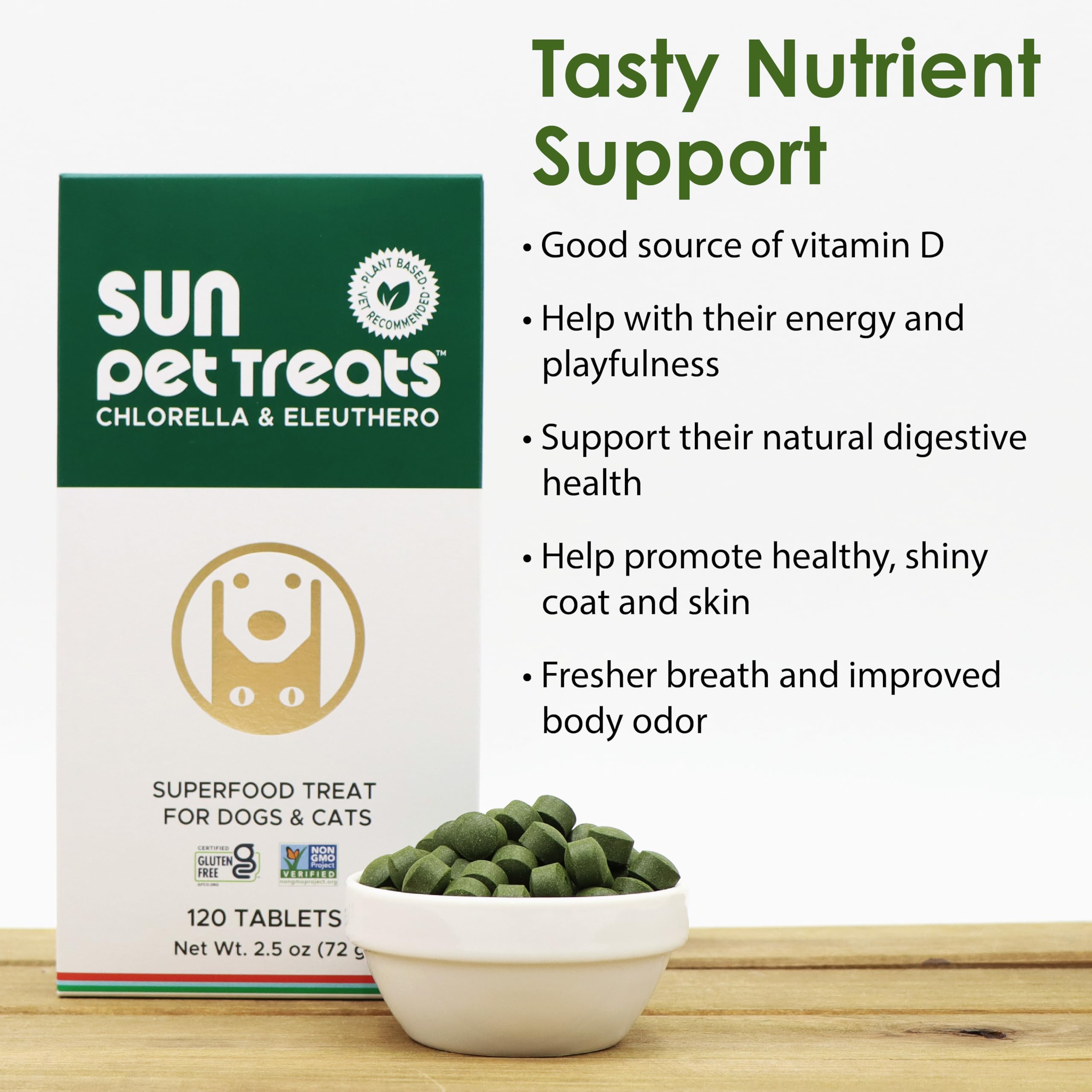 Foto 5 pulgar | Suplemento Sun Chlorella Sun Pet Treats, Superalimento Verde - Venta Internacional.