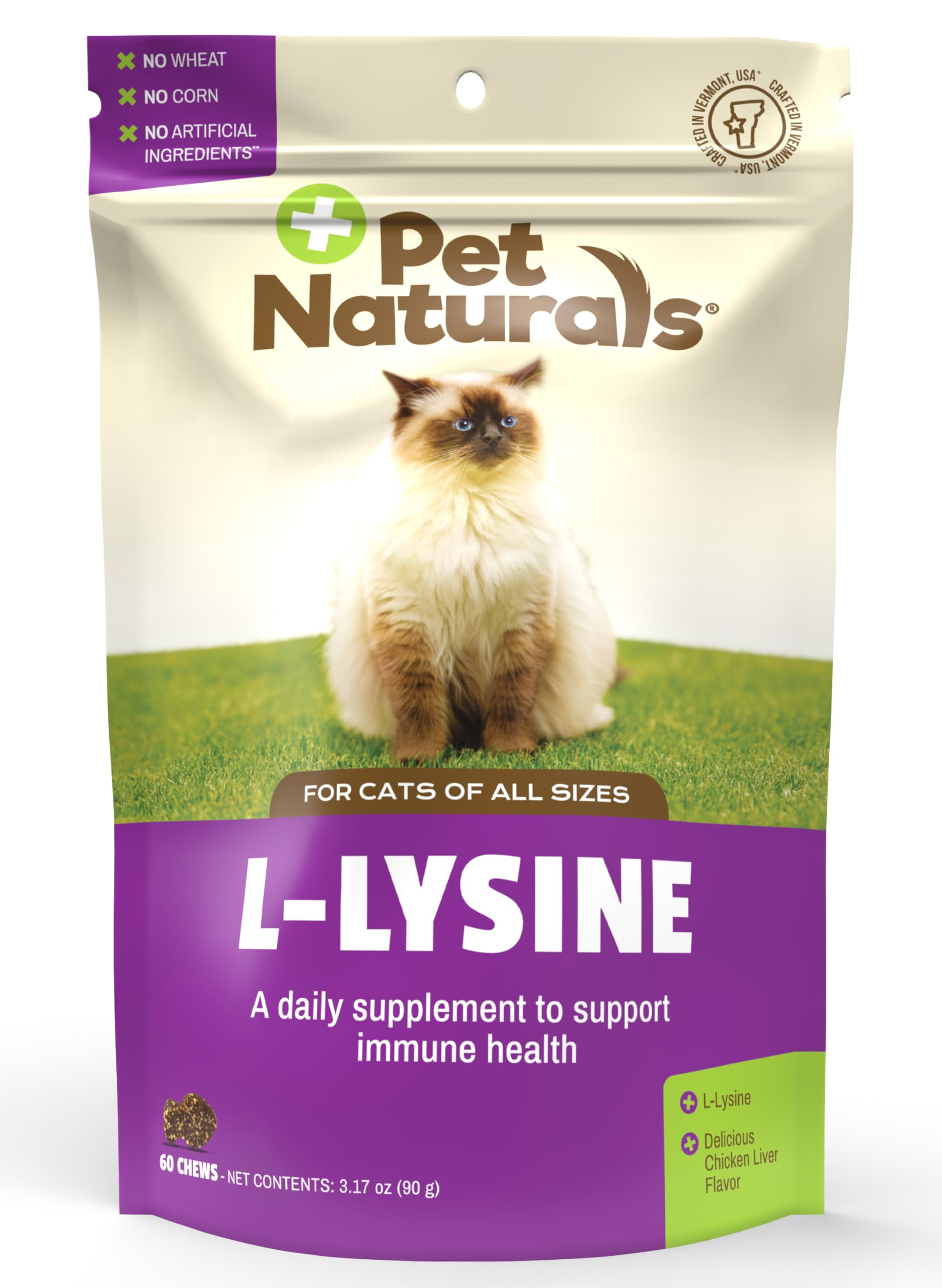 Suplemento De Lisina Para Gatos De Pet Naturals, 60 Unidades Masticables - Venta Internacional.