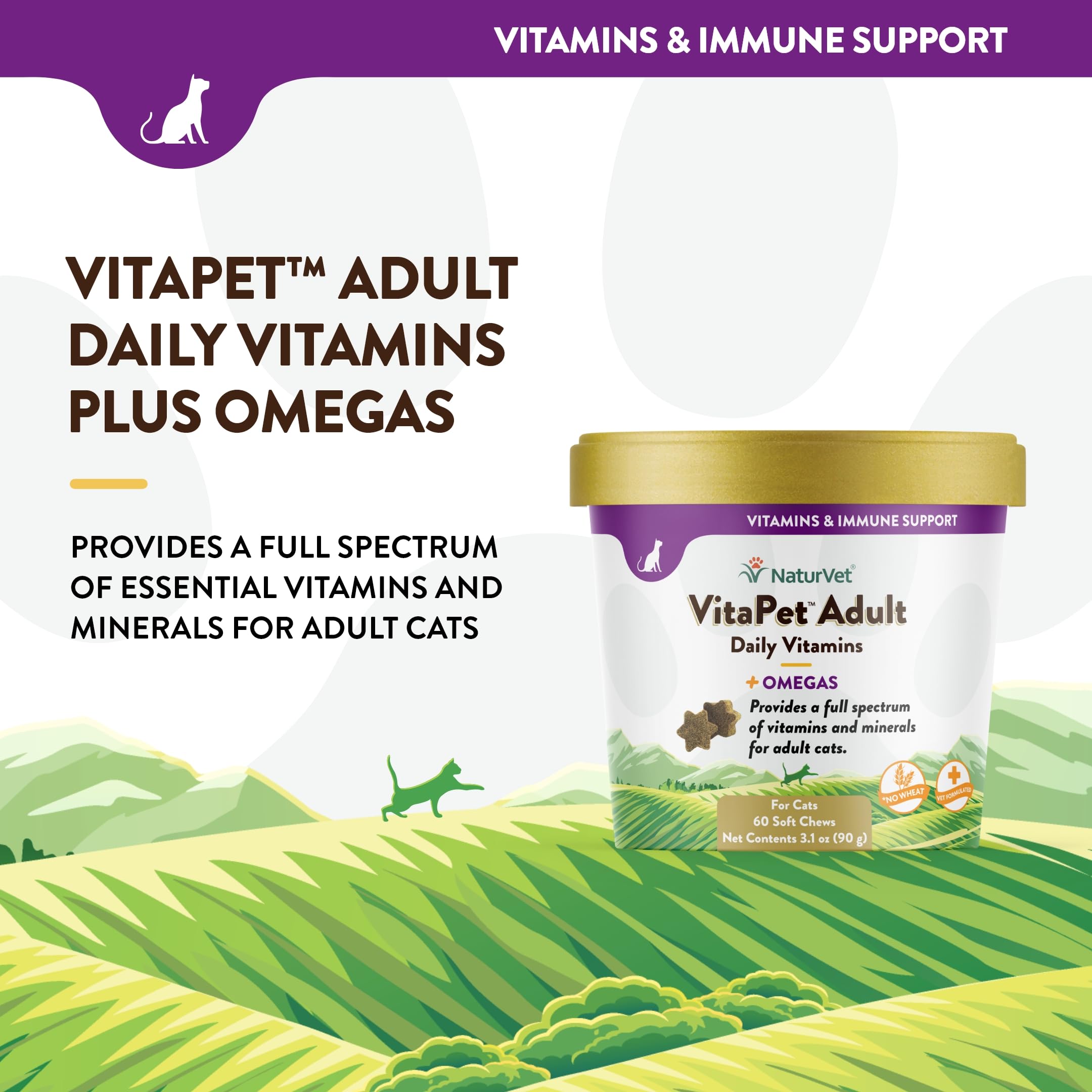 Foto 4 pulgar | Vitaminas Y Omegas Para Gatos Naturvet Vitapet Adult 60 Soft Chews - Venta Internacional.