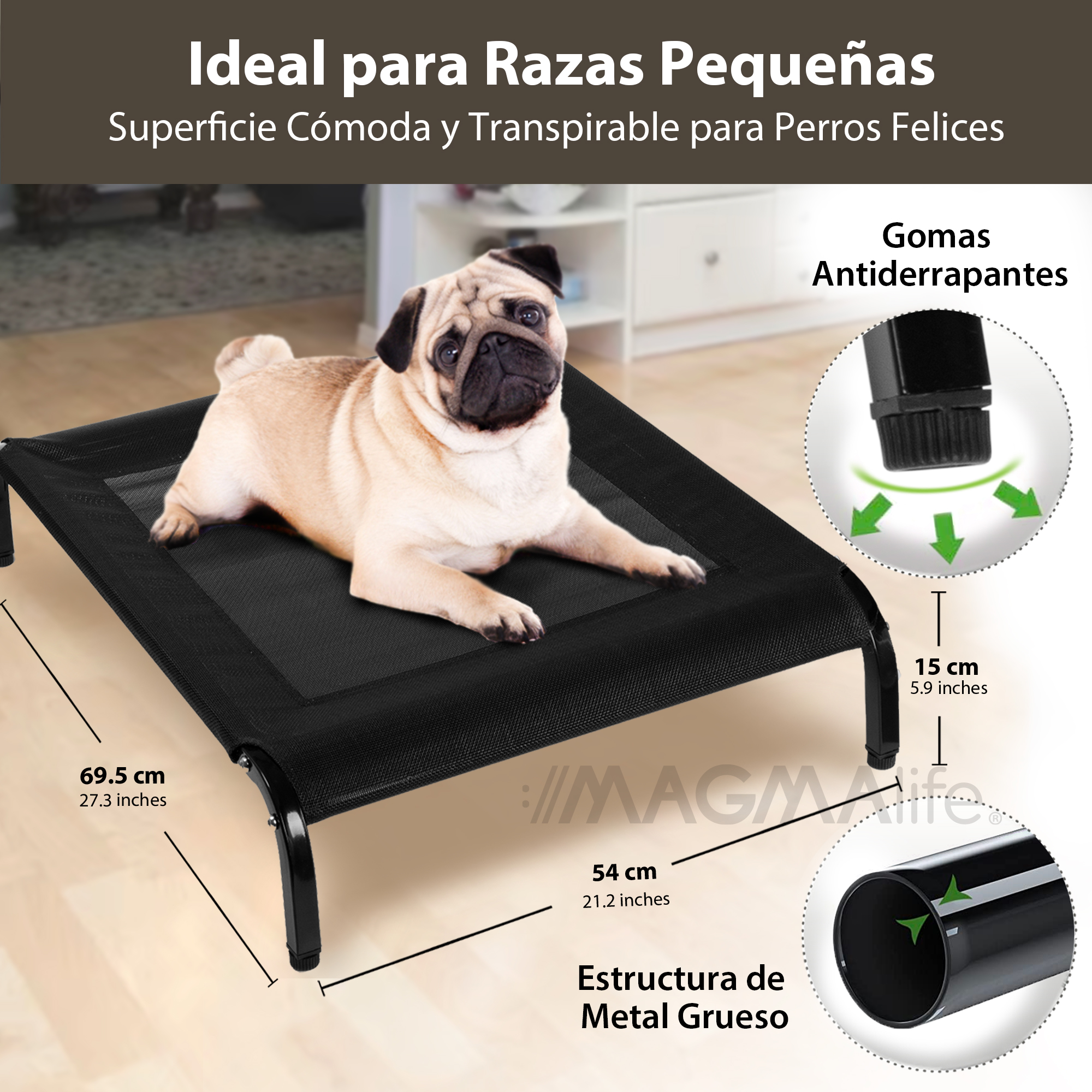 Foto 5 pulgar | Cama Elevada para Mascotas Magmalife con Malla Lavable y Transpirable Antideslizante Apto para Usarse en Interior y