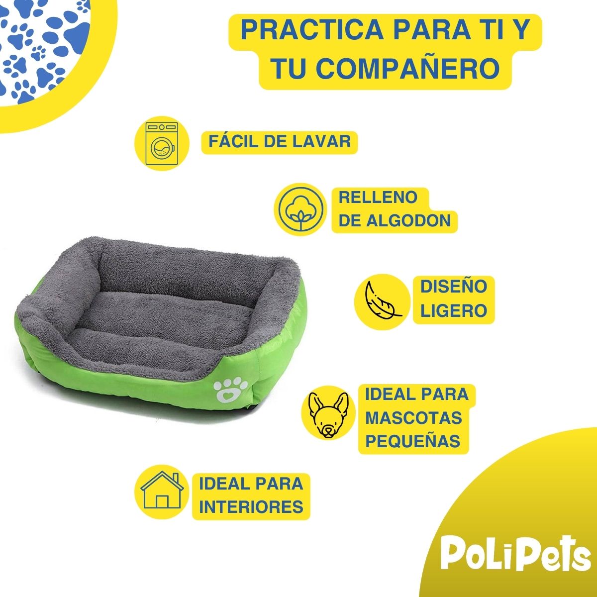 Foto 5 pulgar | Cama para Mascotas Poli Pets PP-CPMGR-54CM Verde