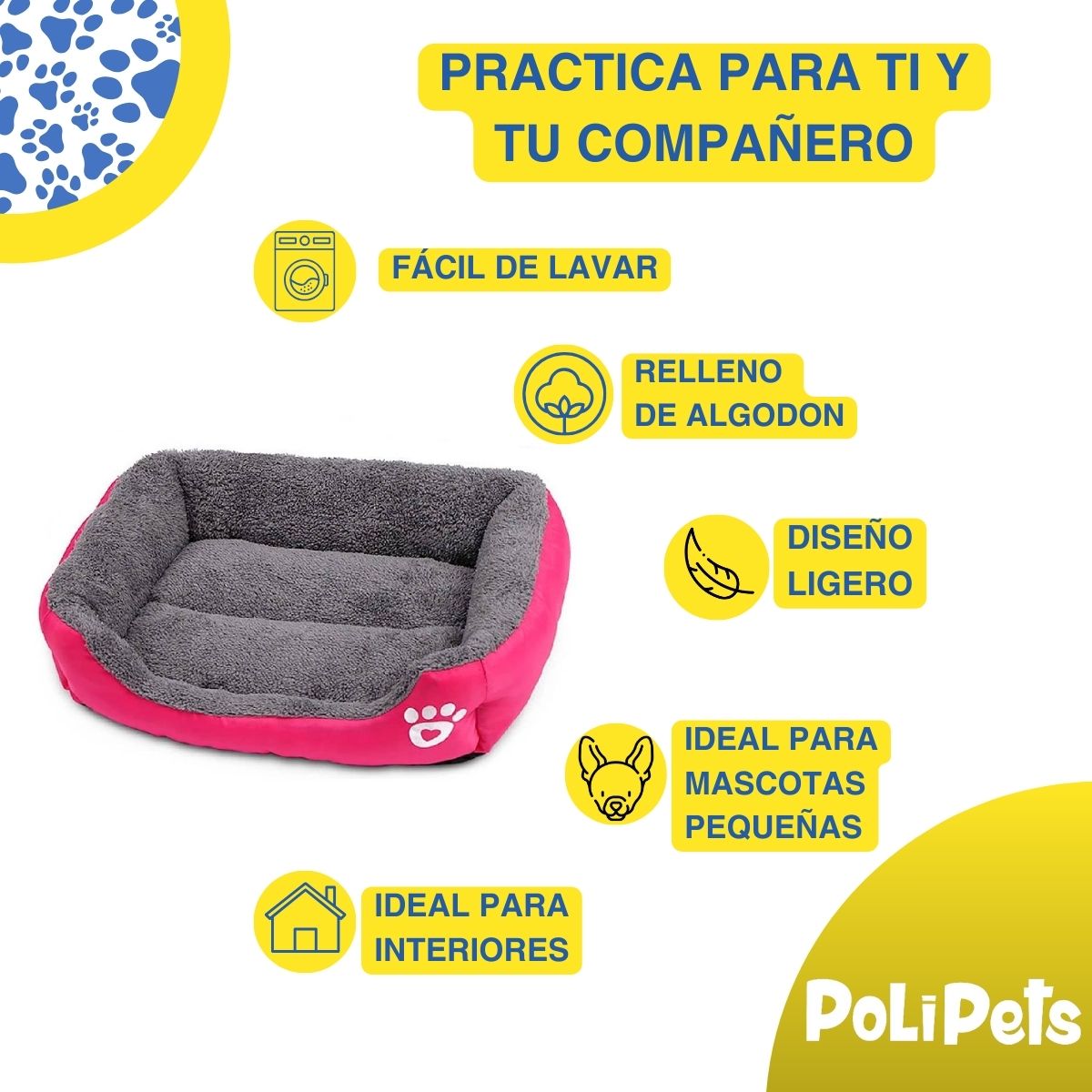 Foto 5 pulgar | Cama para Mascotas Poli Pets PP-CPMPK-54CM Rosa