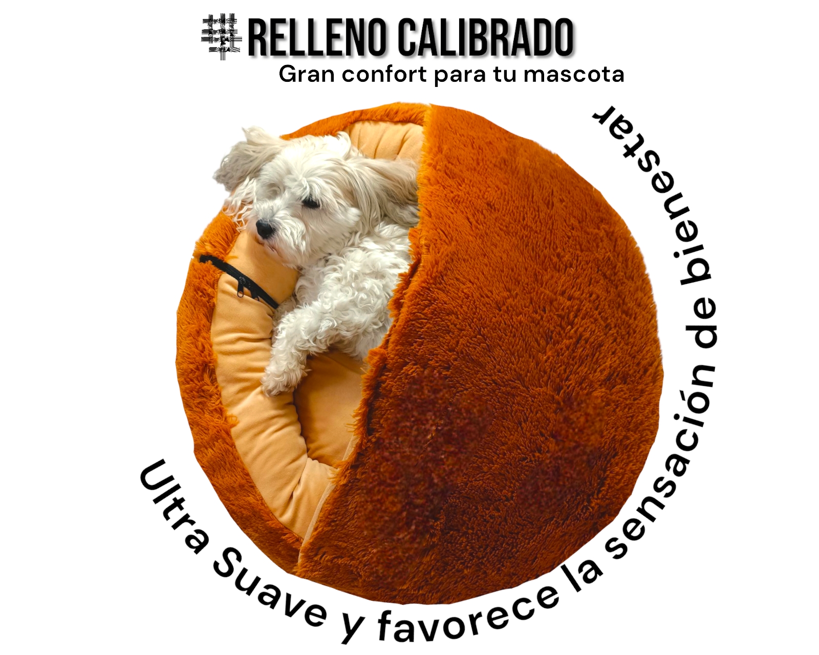 Foto 5 pulgar | Cama para Perro Lunics Antiestrés con Techo Desmontable Mediana Cobre