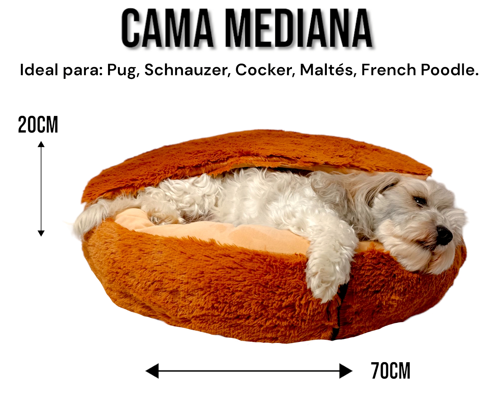 Foto 6 pulgar | Cama para Perro Lunics Antiestrés con Techo Desmontable Mediana Cobre