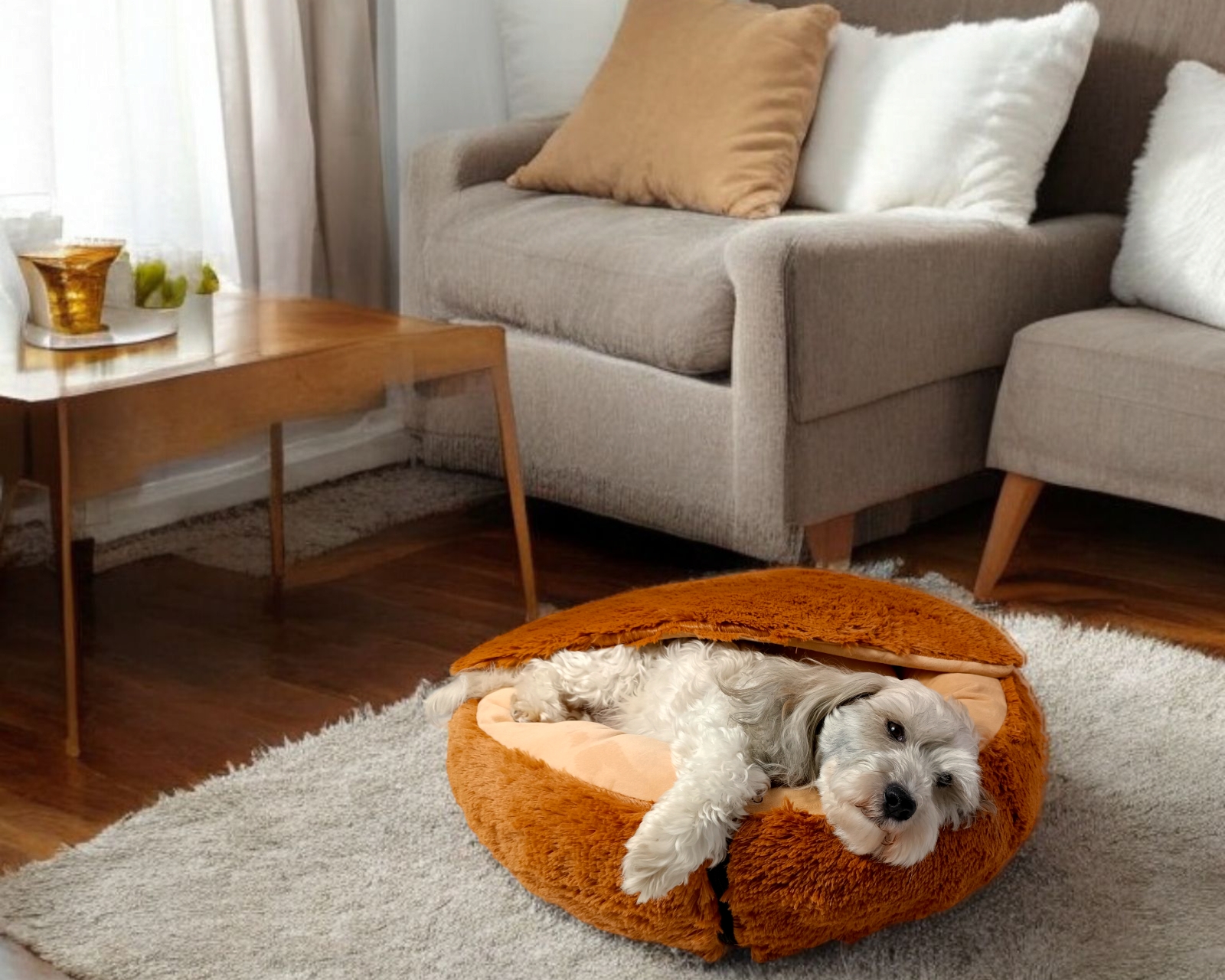 Foto 9 pulgar | Cama para Perro Lunics Antiestrés con Techo Desmontable Mediana Cobre