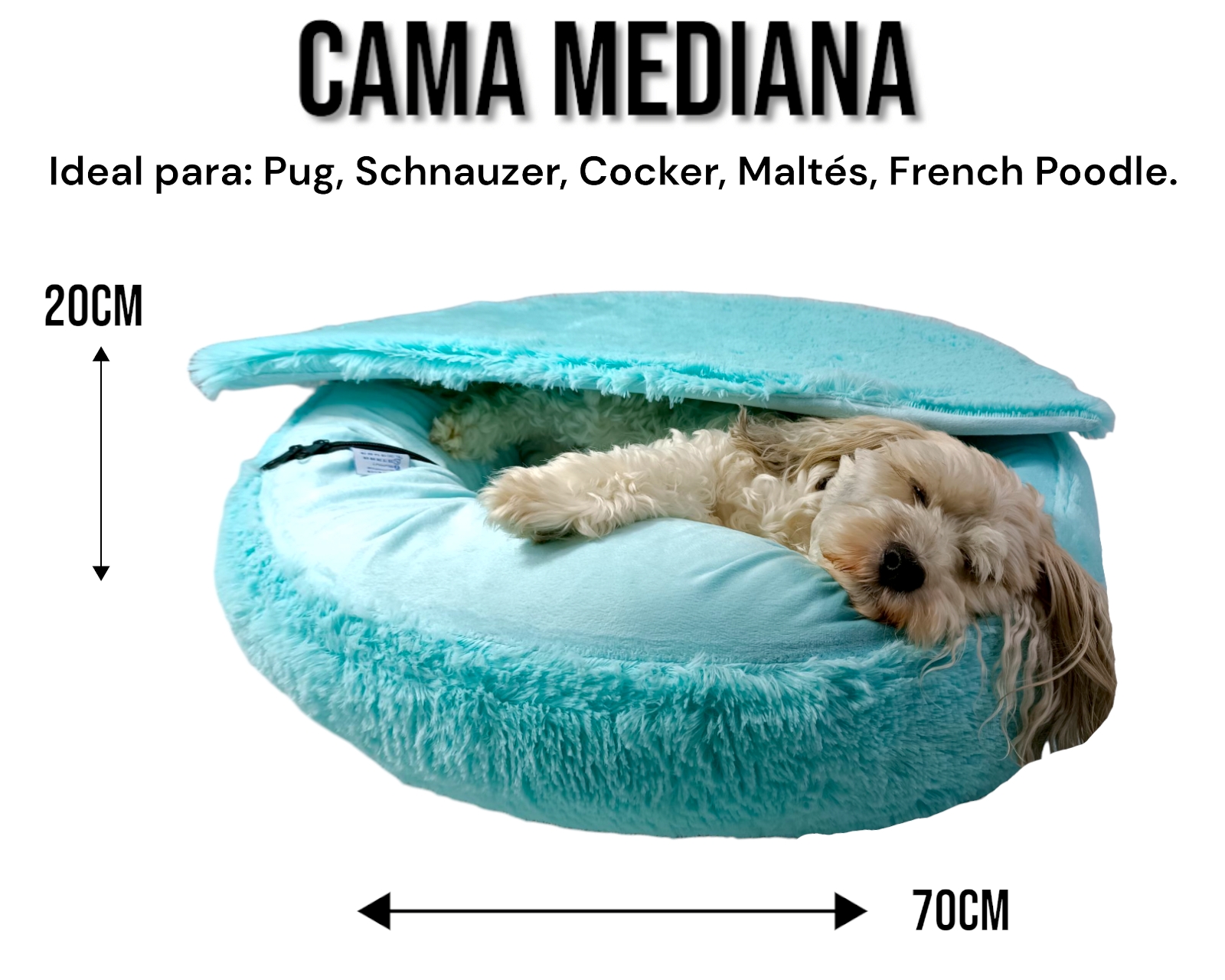 Foto 6 pulgar | Cama para Perro Lunics Aqua Antiestrés con Techo Desmontable Mediana