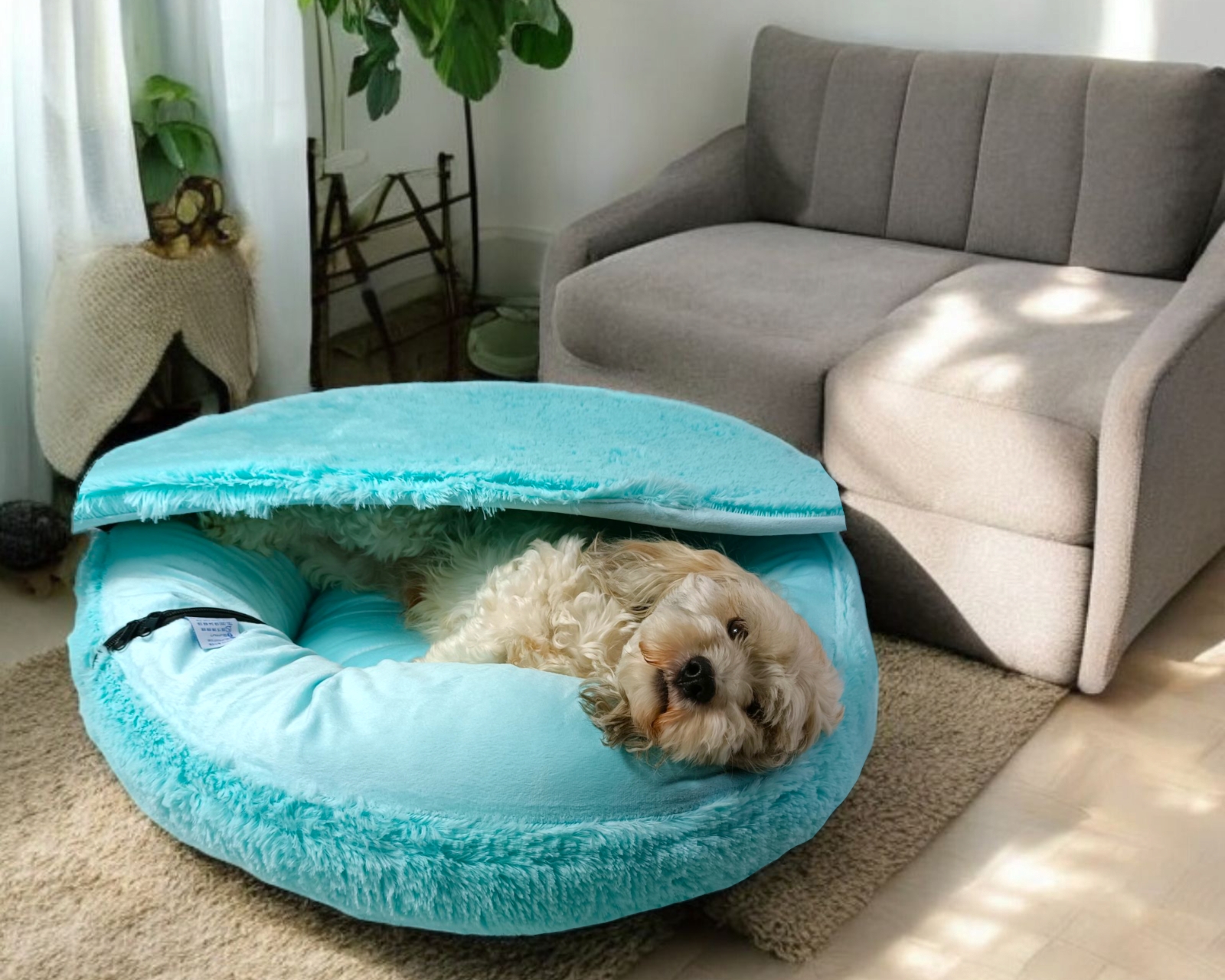 Foto 9 pulgar | Cama para Perro Lunics Aqua Antiestrés con Techo Desmontable Mediana