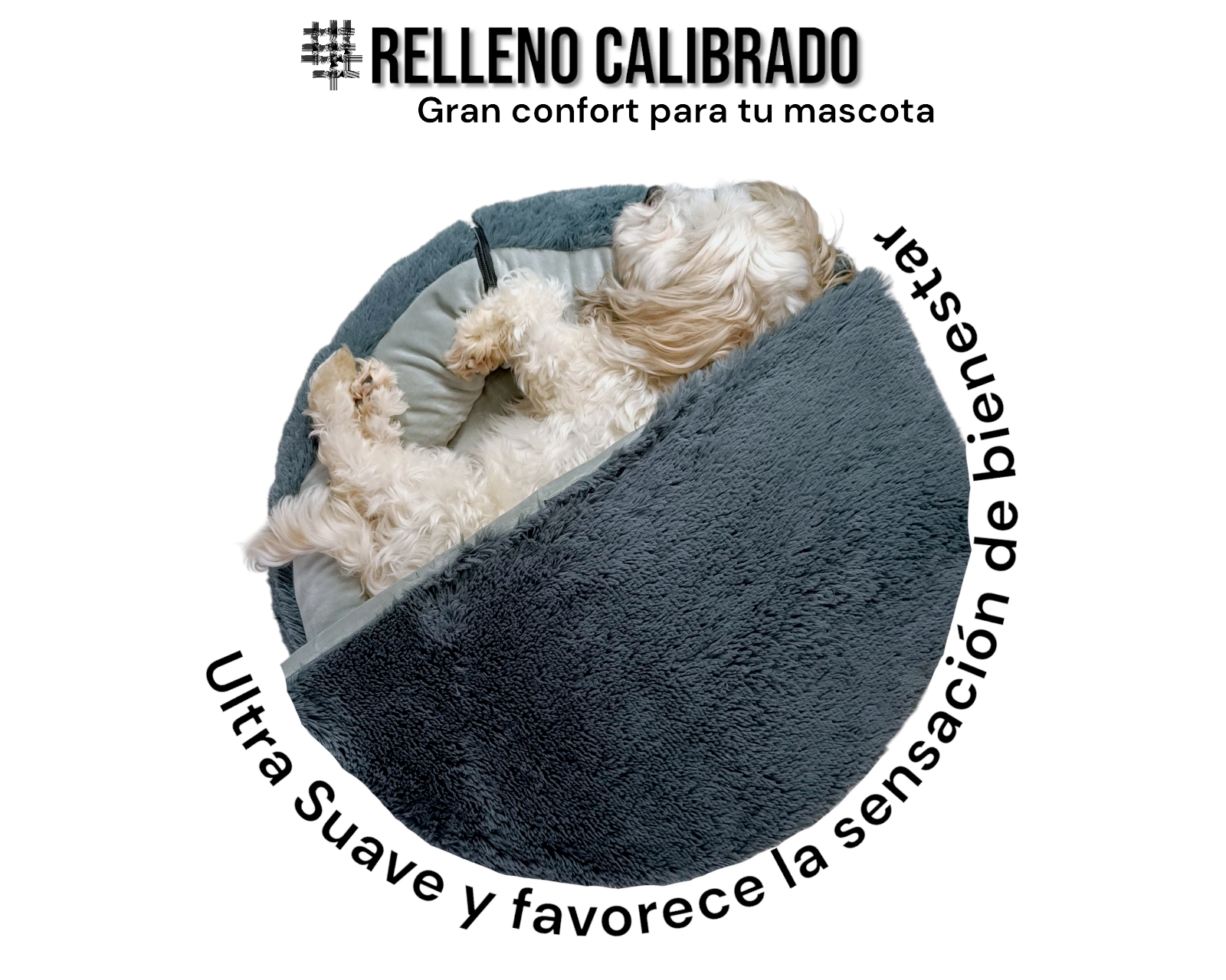 Foto 5 pulgar | Cama para Perro Lunics Antiestrés con Techo Desmontable Mediana Gris Oxford