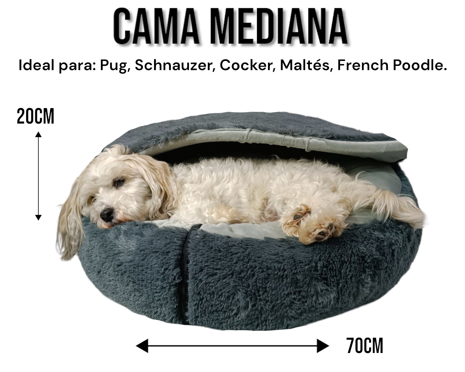 Foto 6 pulgar | Cama para Perro Lunics Antiestrés con Techo Desmontable Mediana Gris Oxford