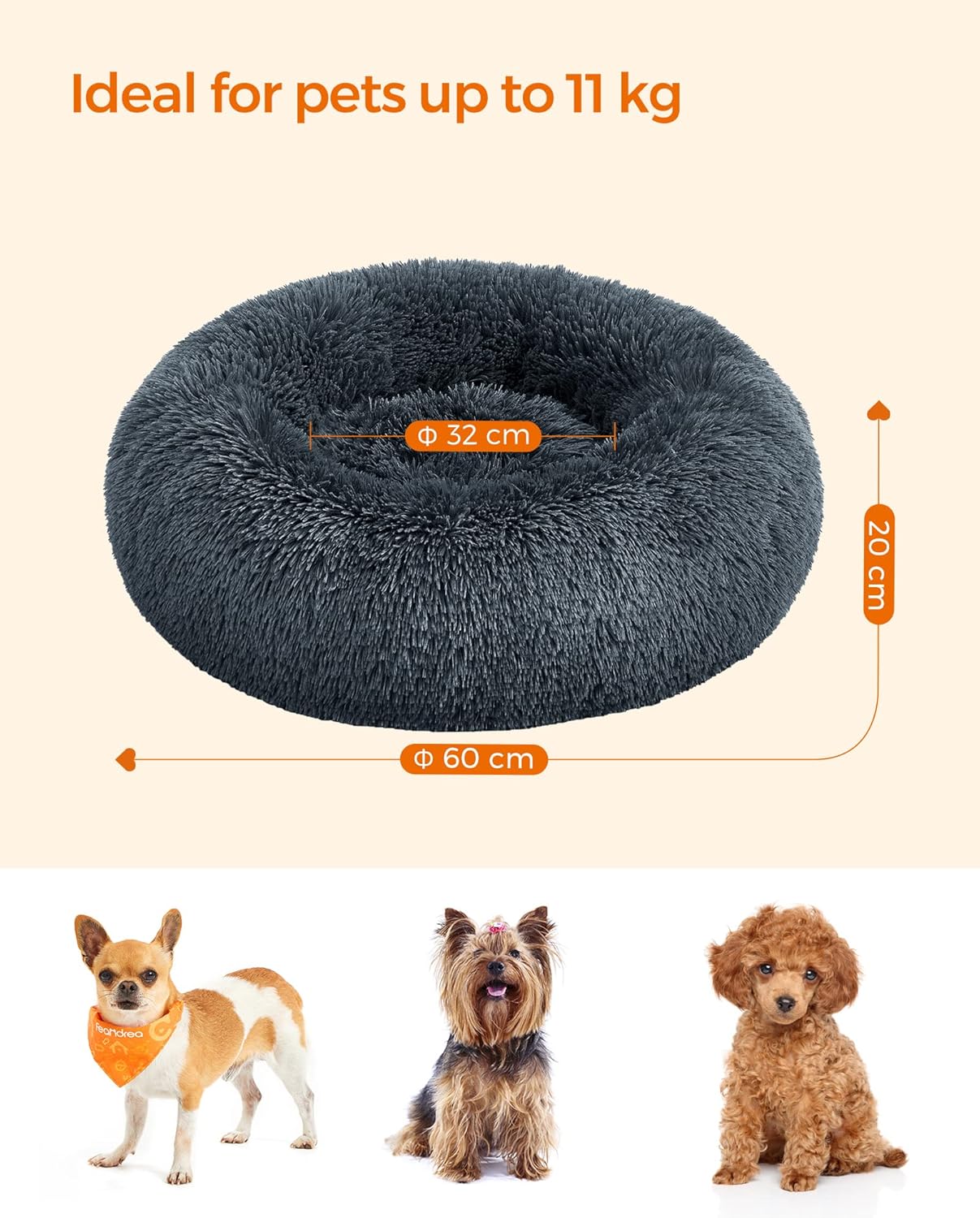 Foto 6 pulgar | Cama Para Mascotas Feandrea, Suave, De Tela De Felpa, Extraíble Y Lavable