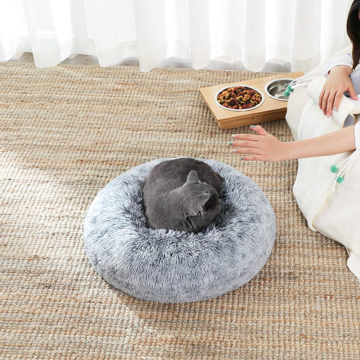 Foto 4 pulgar | Cama Para Mascotas Feandrea Luxurious Comfort Gris Ombré De 50 Cm De Diámetro