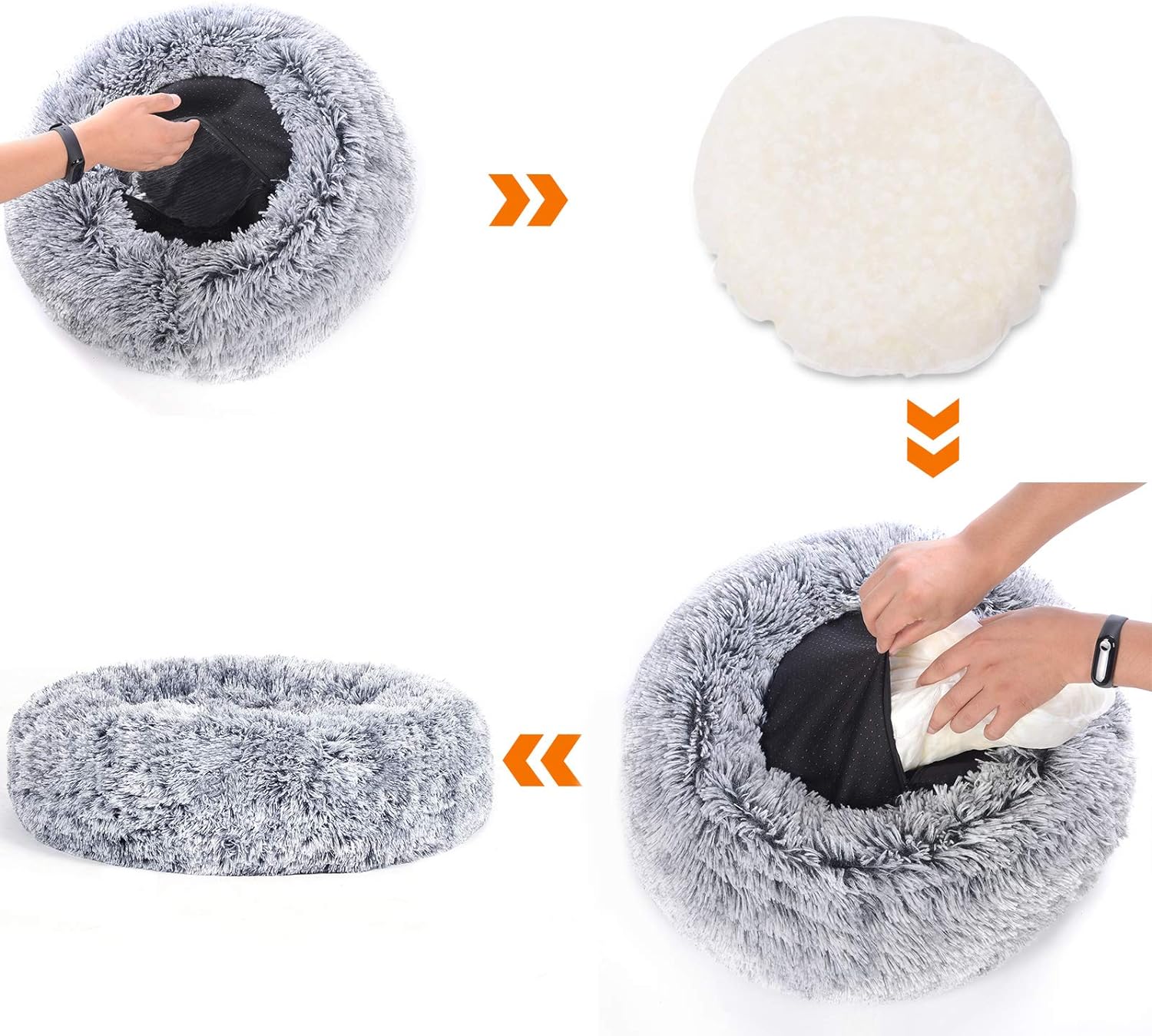 Foto 7 pulgar | Cama Para Mascotas Feandrea Luxurious Comfort Gris Ombré De 50 Cm De Diámetro