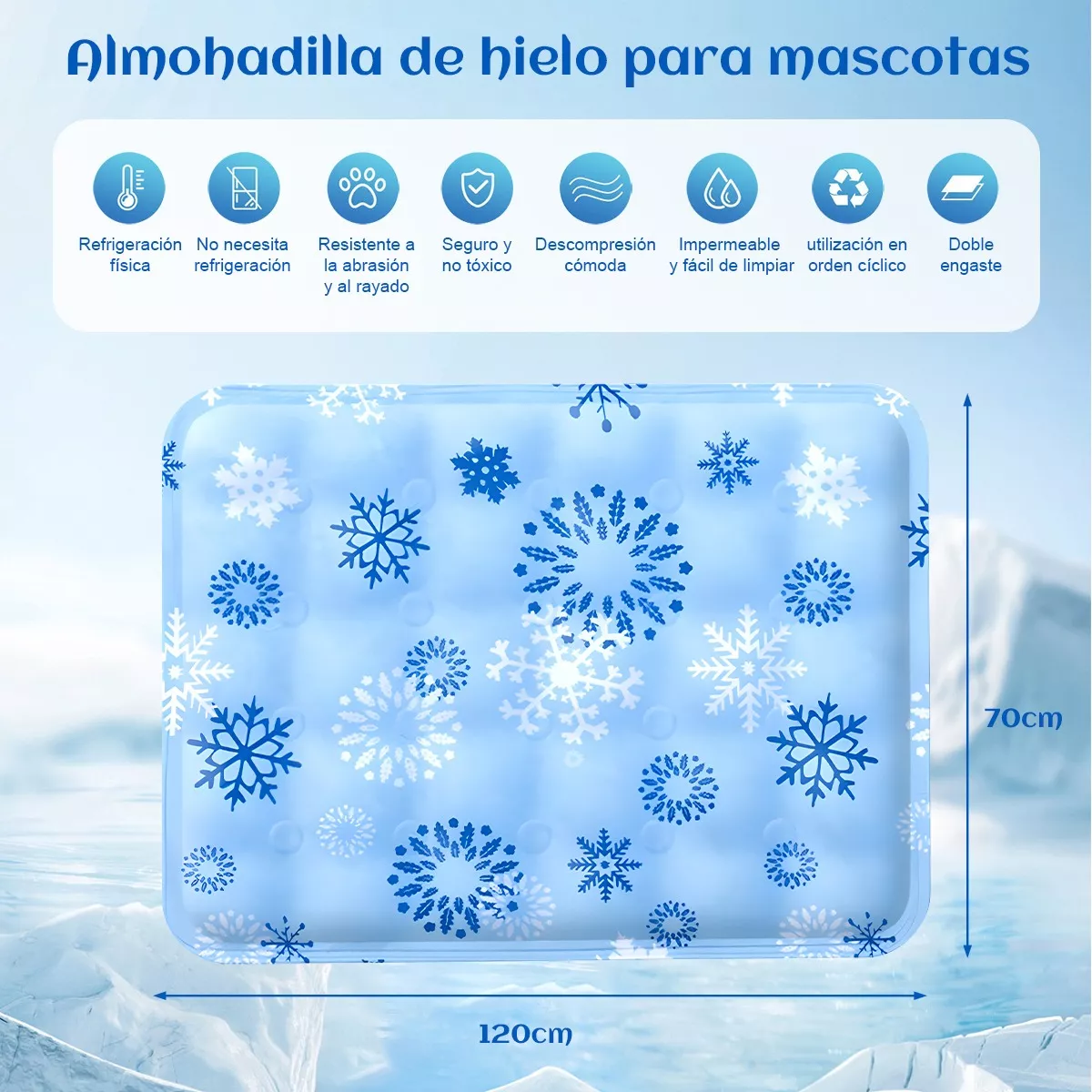 Foto 3 pulgar | Tapete De Gel Para Perro Refrescante 70*120cm Eo Safe Imports Esi-15276 Azul