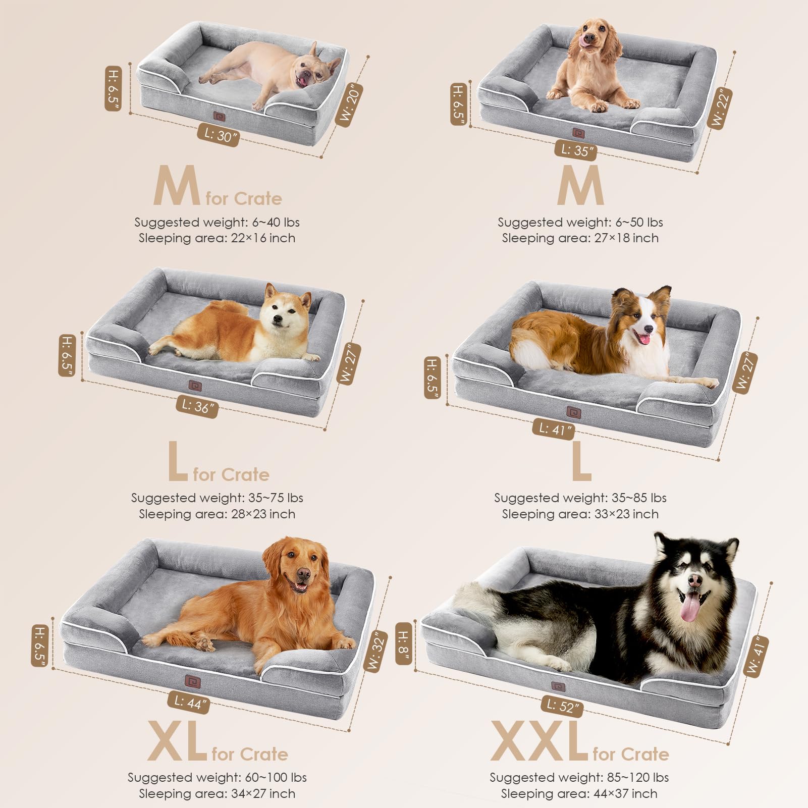 Foto 2 | Cama Ortopédica Para Perros Eheyciga, Impermeable, Viscoelástica, Gris - Venta Internacional.