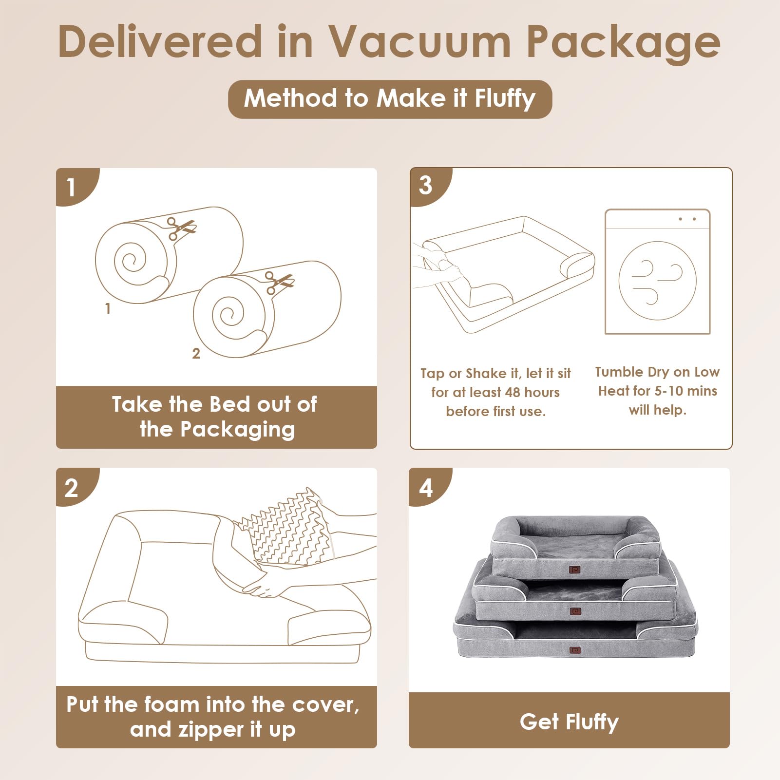 Foto 8 pulgar | Cama Ortopédica Para Perros Eheyciga, Impermeable, Viscoelástica, Gris - Venta Internacional.