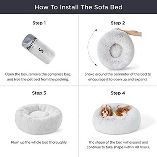Foto 5 | Cama Para Mascotas Bedsure Calmante Para Perros De Tamaño Mediano, Rosquilla, Lavable, 45 Libras - Venta Internacional.