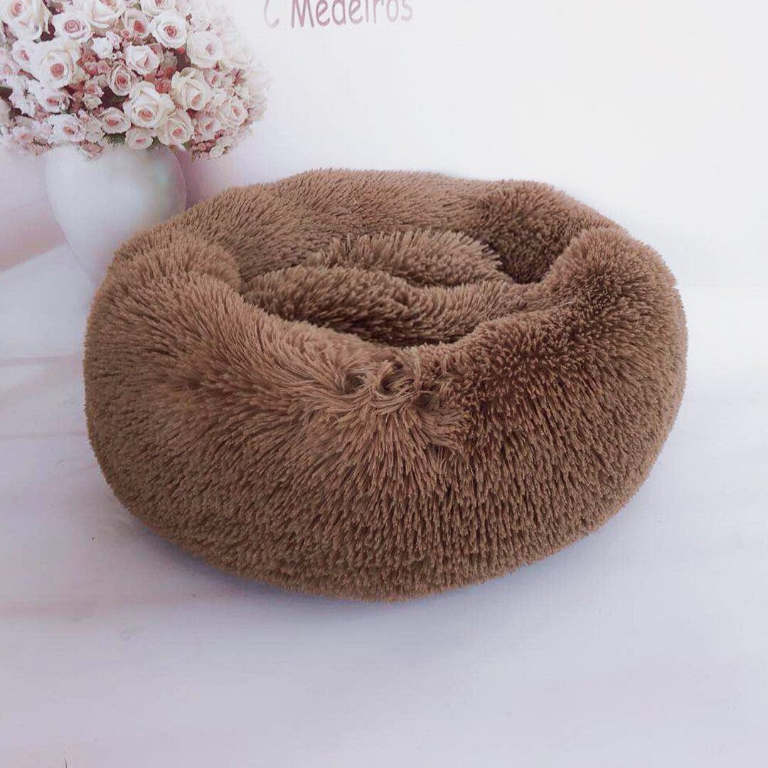 Cama Para Mascotas, Redonda Y Cálida, Para Perros Y Gatos, Color Gris Claro - Venta Internacional.