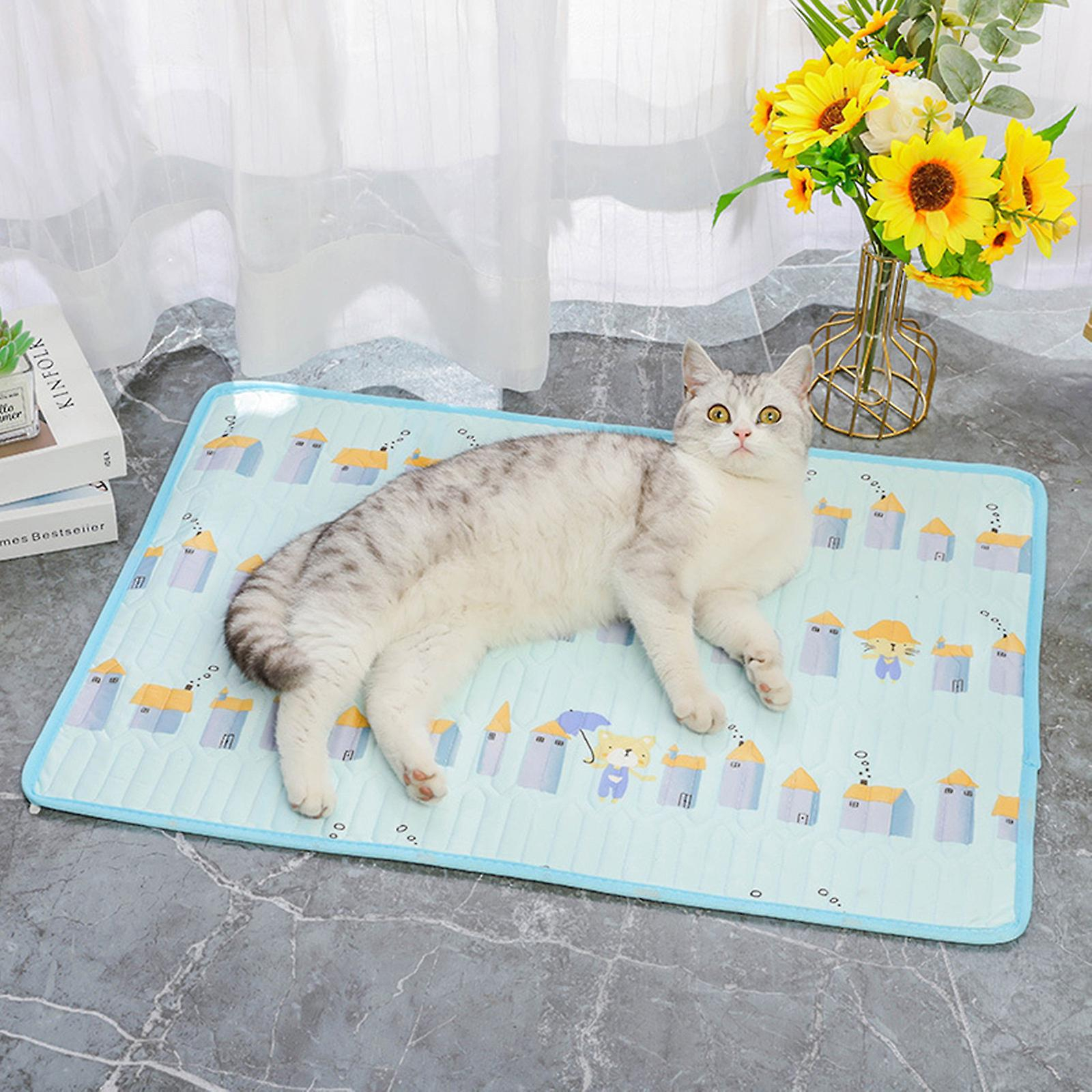 Foto 3 pulgar | Alfombrilla Refrigerante Para Mascotas Huoguo Para Perros Y Gatos, Seda Helada, Azul, 100 X 70 Cm - Venta Internacional.