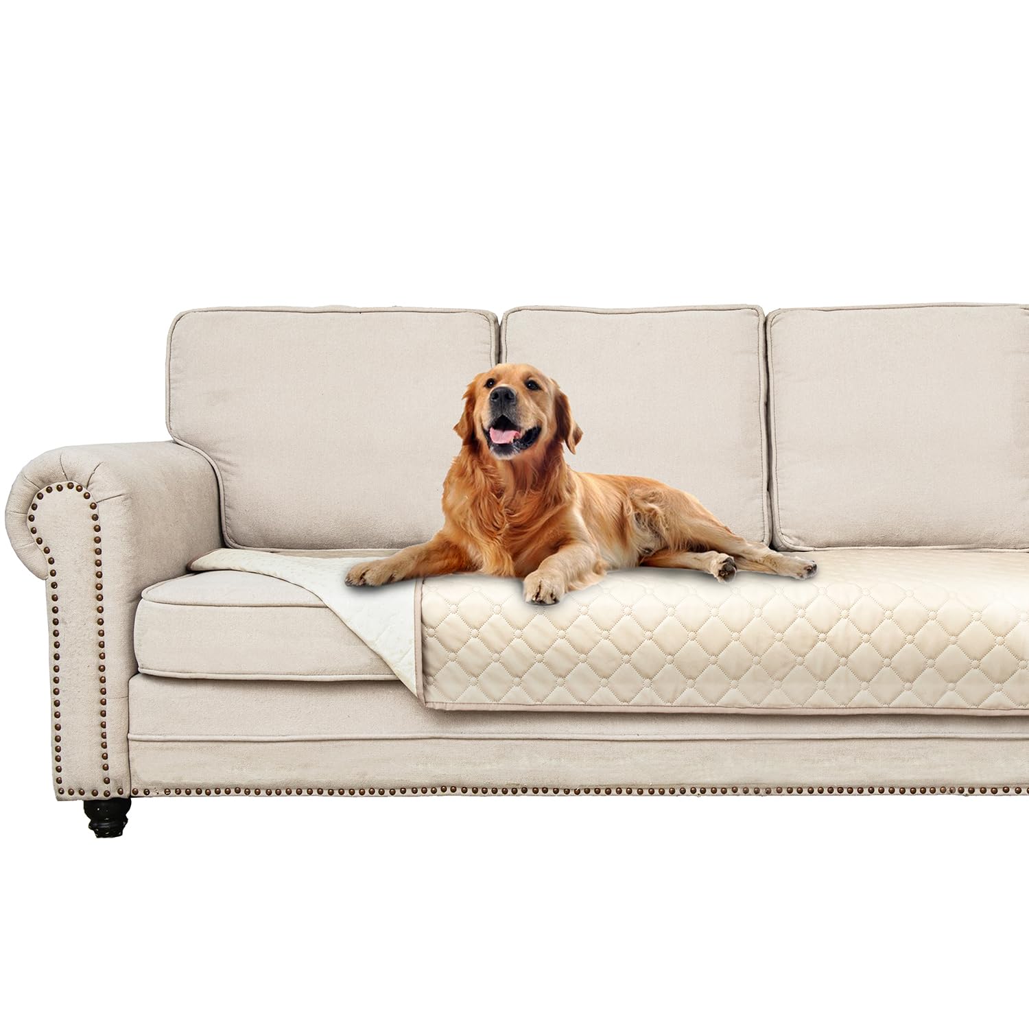 Foto 1 | Funda De Sofá Impermeable Para Perros Ameritex, Piel Sintética, Color Crema - Venta Internacional.