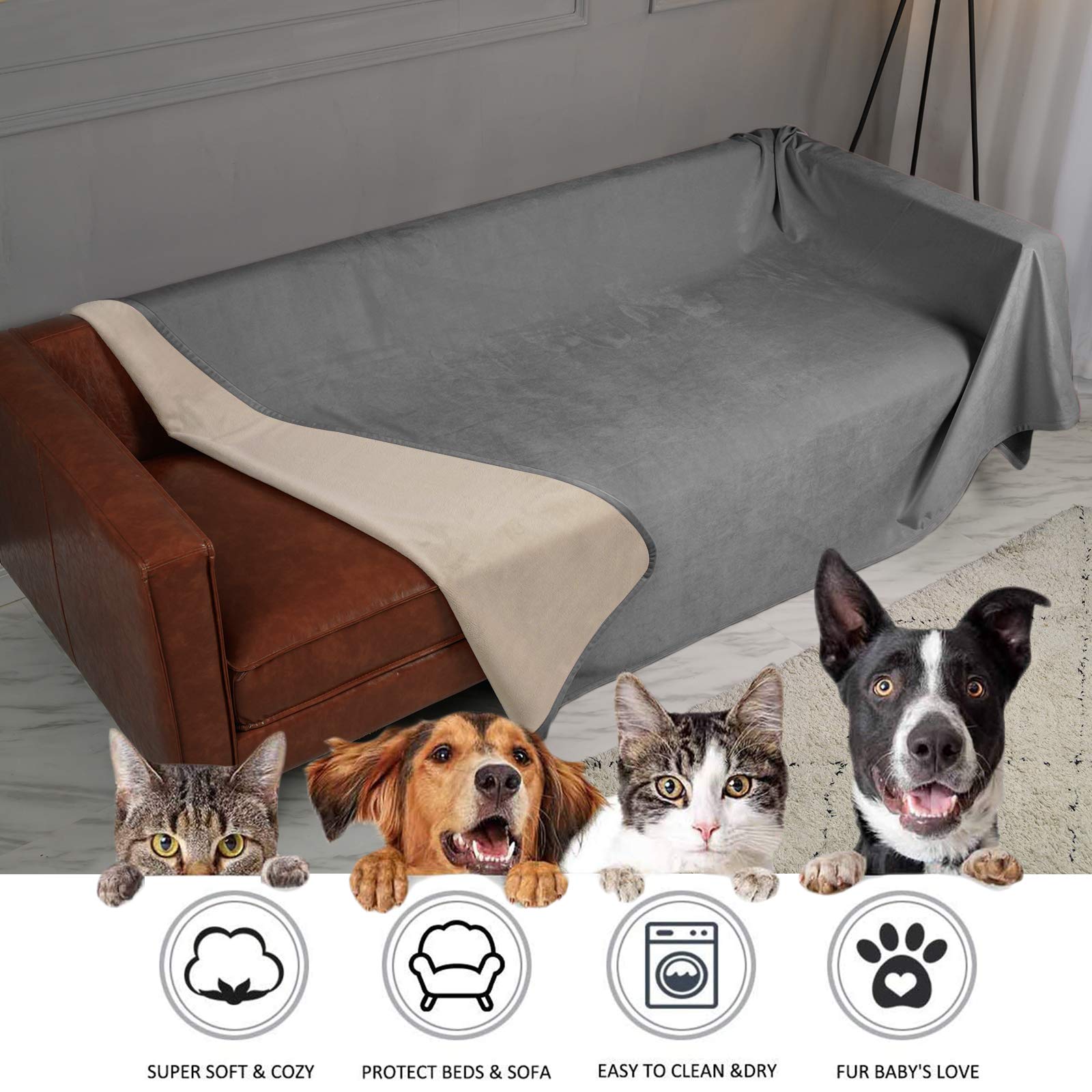 Foto 7 pulgar | Manta De Cama Para Mascotas, Impermeable, Reversible, De Terciopelo Ameritex - Venta Internacional.
