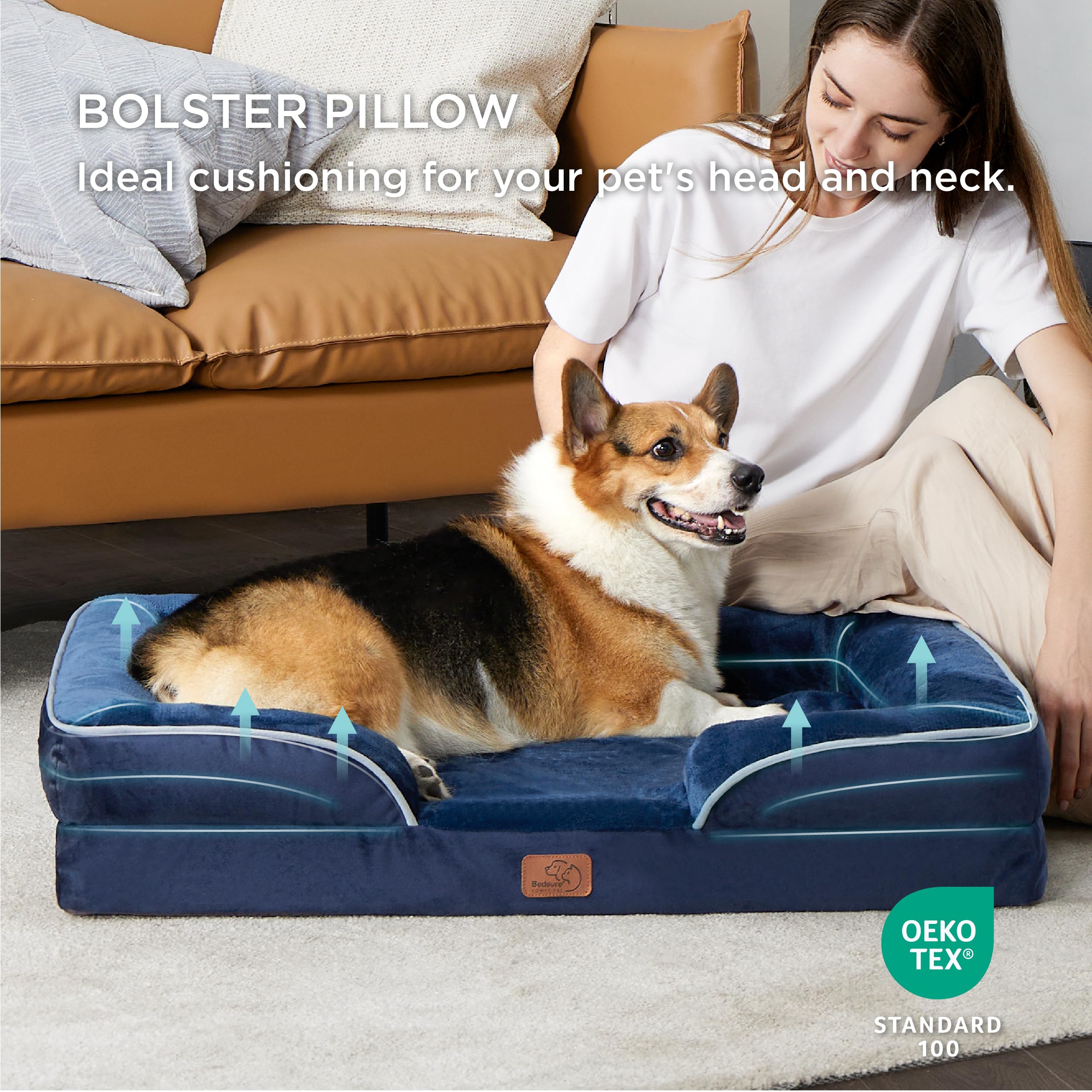 Foto 5 pulgar | Cama Ortopédica Para Perros Grandes, Impermeable, Azul Marino - Venta Internacional.