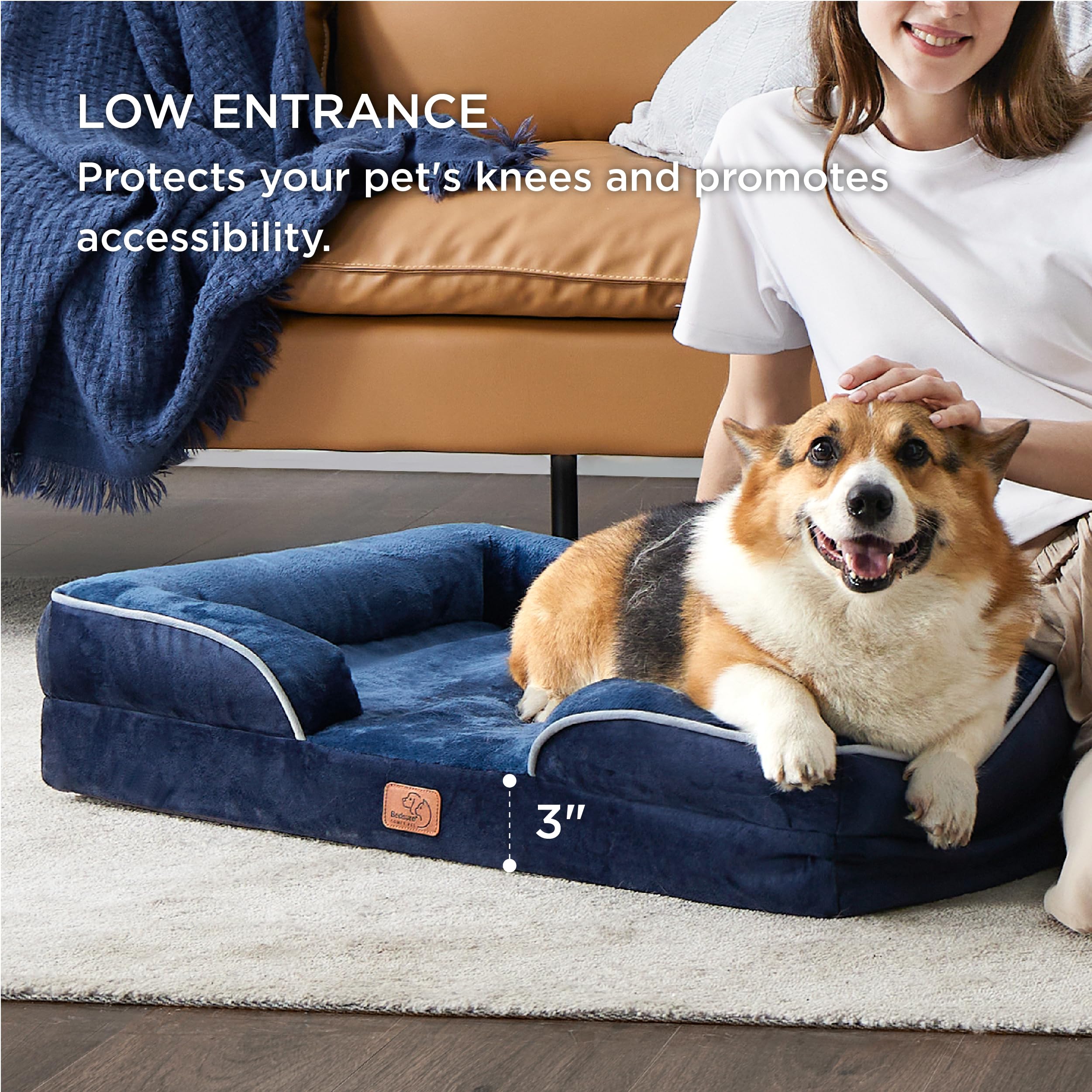 Foto 6 pulgar | Cama Ortopédica Para Perros Grandes, Impermeable, Azul Marino - Venta Internacional.