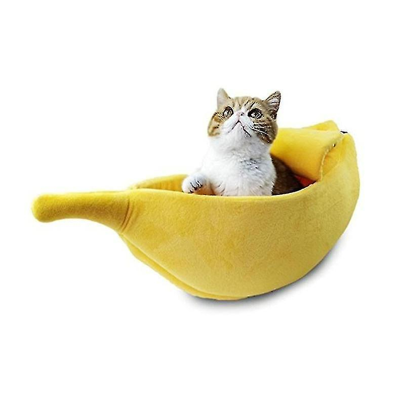 Foto 2 pulgar | Casa De Cama Para Gatos Huoguo, Con Forma De Plátano, Invierno, Cálida, Talla L, Amarilla - Venta Internacional.