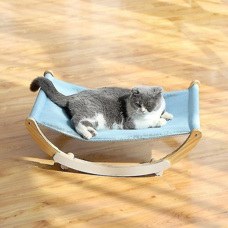 Cama Con Forma De Jaula Para Pájaros Huoguo, De Madera Maciza, Para Gatos, Color Azul - Venta Internacional.