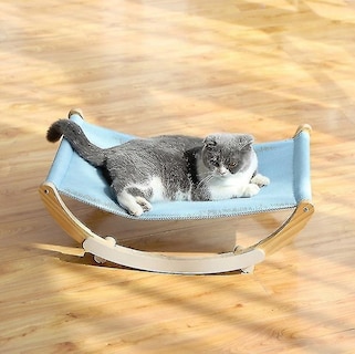 Foto 1 | Cama Con Forma De Jaula Para Pájaros Huoguo, De Madera Maciza, Para Gatos, Color Azul - Venta Internacional.