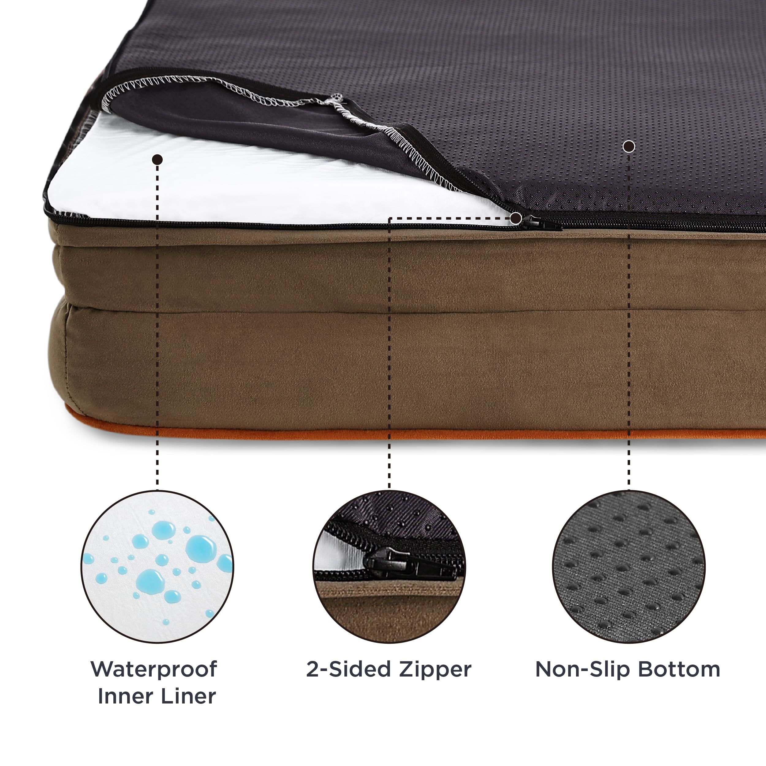 Foto 4 pulgar | Cama Ortopédica Para Perros Grandes, Impermeable, Marrón - Venta Internacional.