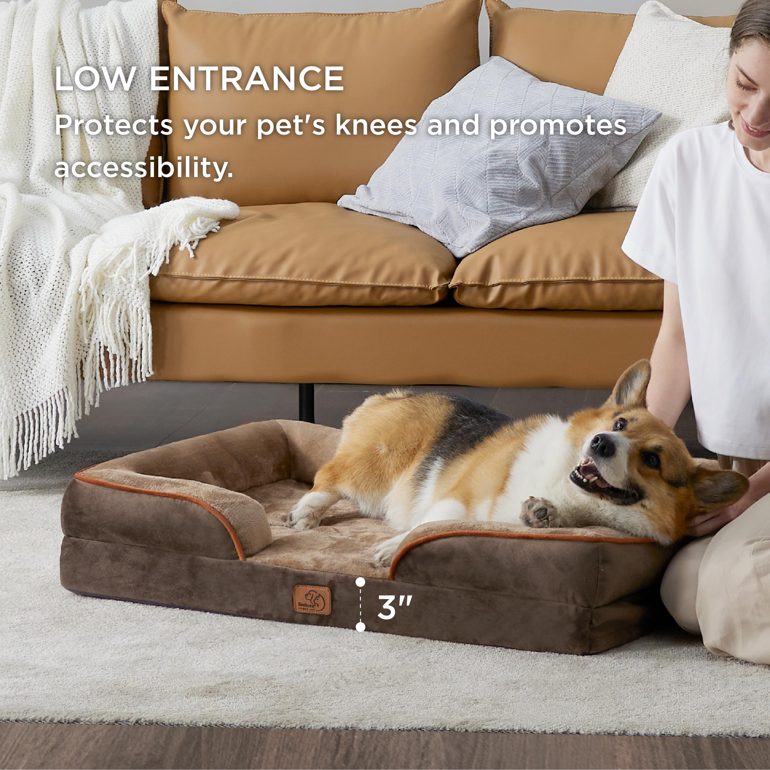 Foto 6 pulgar | Cama Ortopédica Para Perros Grandes, Impermeable, Marrón - Venta Internacional.