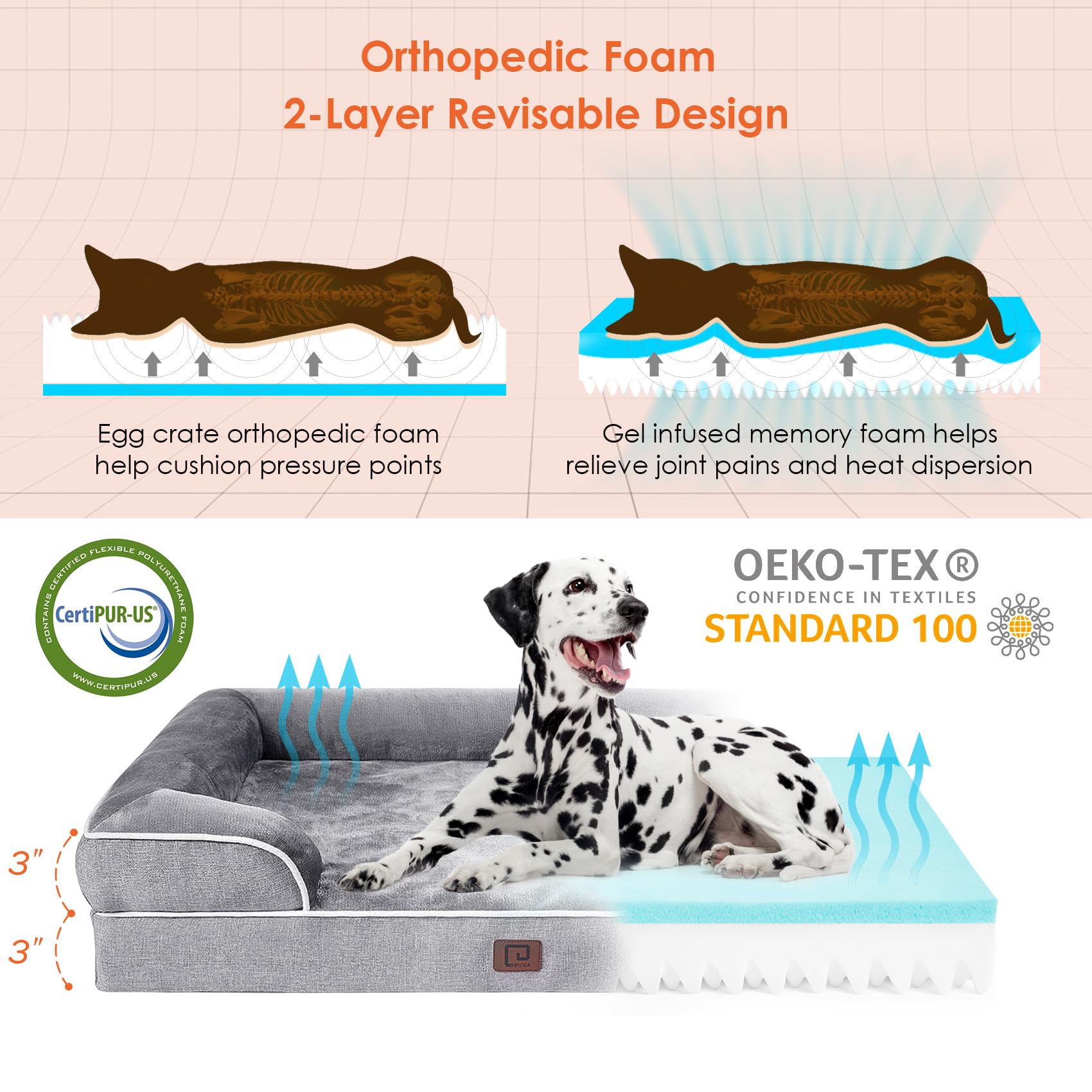 Foto 2 | Cama Ortopédica Para Perros Eheyciga Impermeable Para Perros Grandes - Venta Internacional.