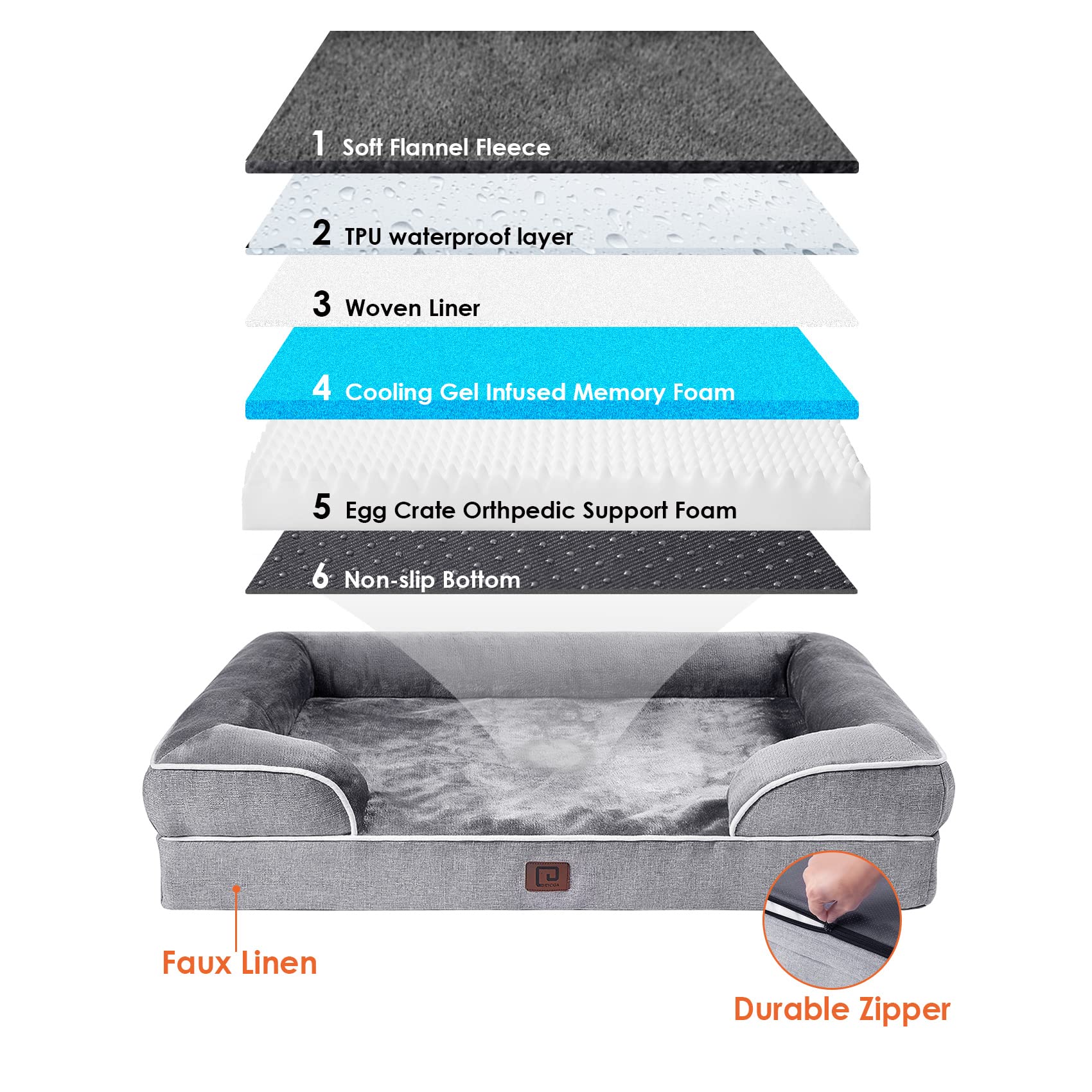 Foto 5 pulgar | Cama Ortopédica Para Perros Eheyciga Impermeable Para Perros Grandes - Venta Internacional.