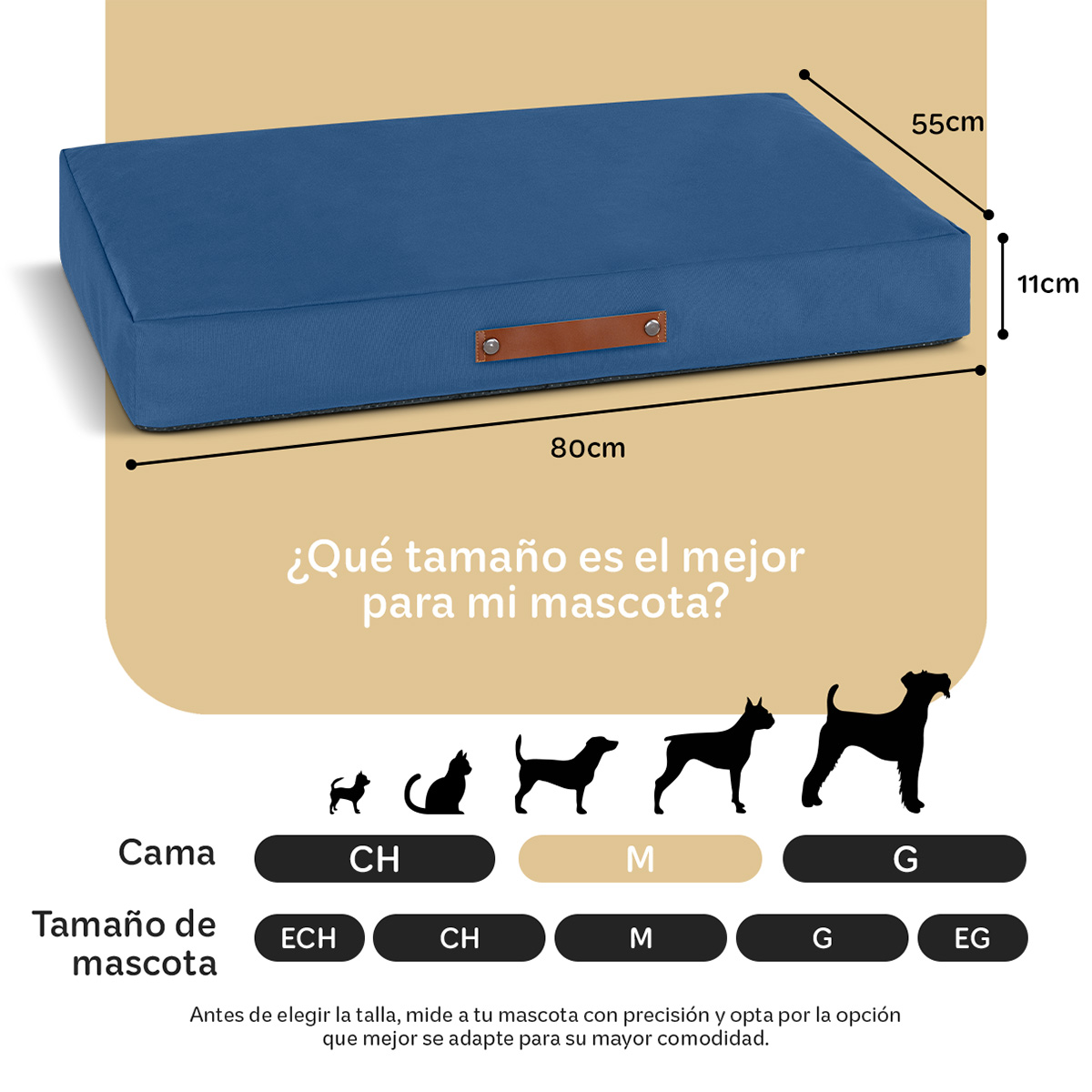Foto 5 pulgar | Cama Para Mascotas Esquimal Azul Mediana Antiestrés