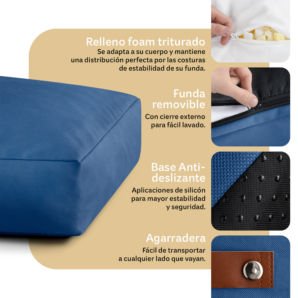 Foto 4 pulgar | Cama Para Mascotas Esquimal Azul Grande Antiestrés