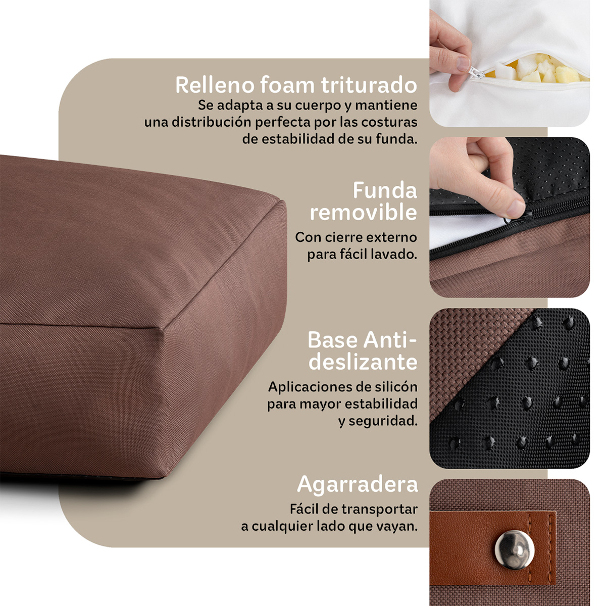 Foto 4 pulgar | Cama Para Mascotas Esquimal Café Grande Antiestrés