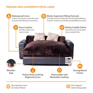 Foto 4 | Sofa Cama Para Mascotas, De Lujo, Forrada En Cuero Sintetico Espresso, Incluye Cojin Minky Charcoal Xl, Varios A