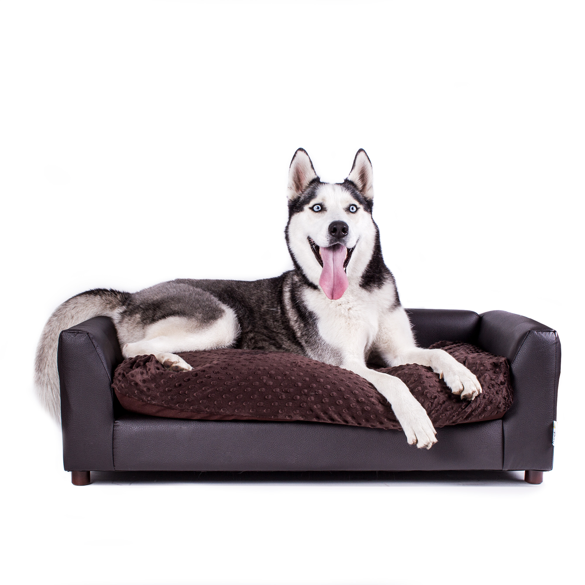 Sofa Cama para Mascotas Marca Keet Forrada Cuero Sintetico Chocolate