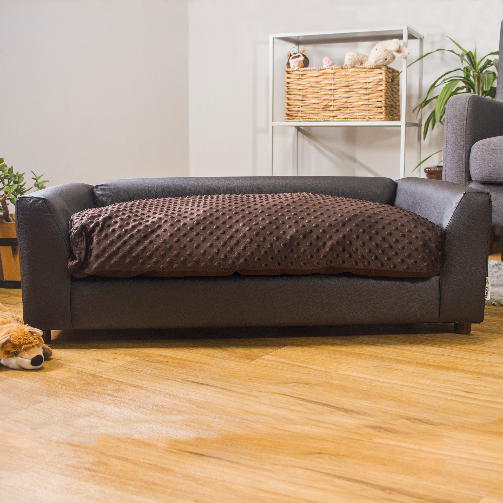 Foto 4 pulgar | Sofa Cama para Mascotas Marca Keet Forrada Cuero Sintetico Chocolate