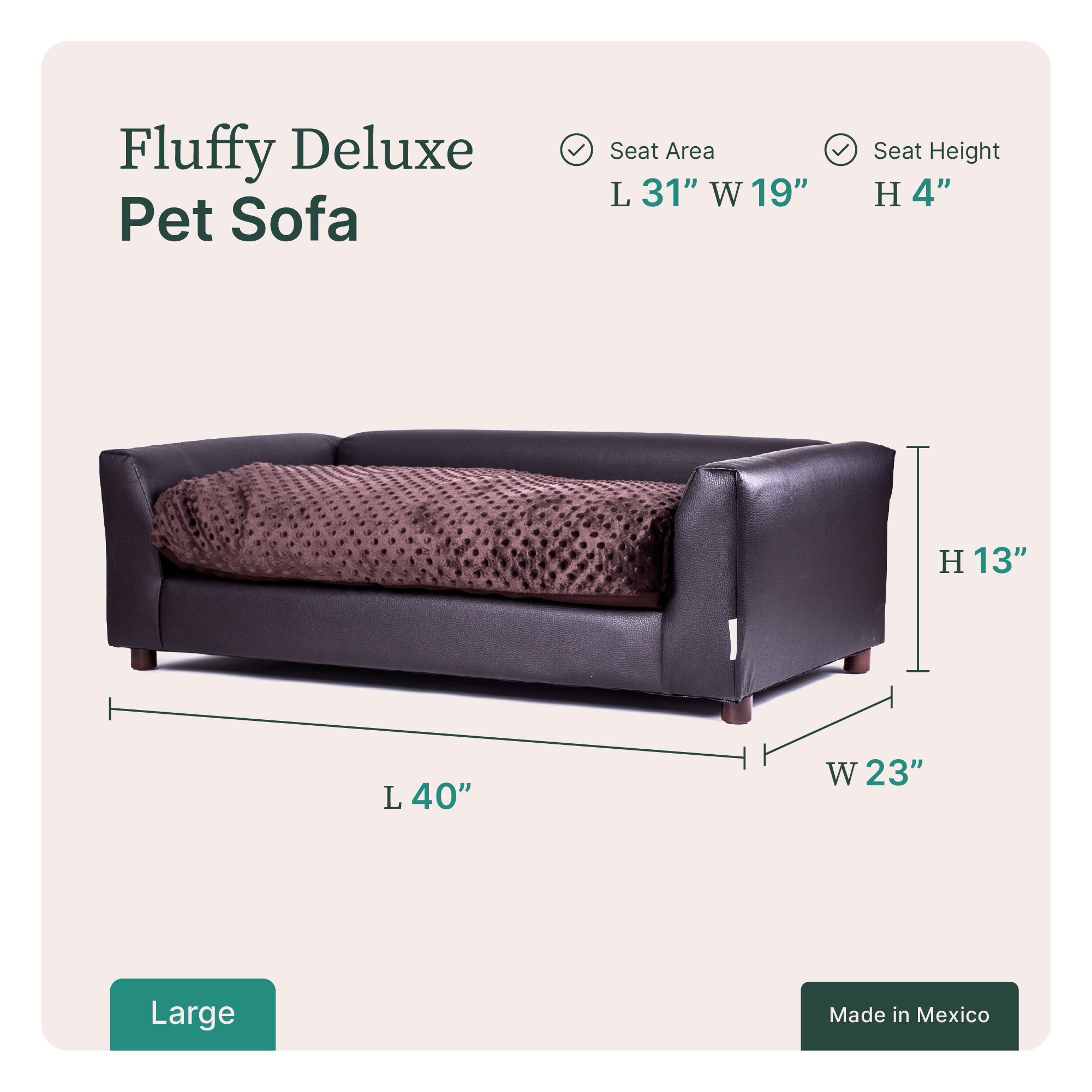 Foto 7 pulgar | Sofa Cama para Mascotas Marca Keet Forrada Cuero Sintetico Chocolate