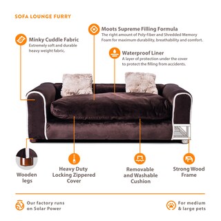 Foto 4 | Cama Ideal Para Mascotas Tapizada En Tela Minky Incluye 2 Almohadas Patas De Madera Desmontables