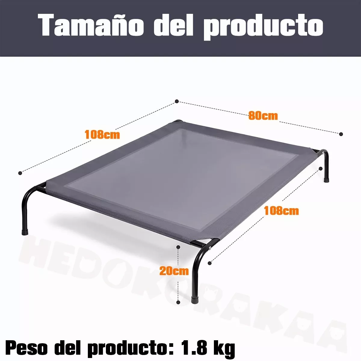 Foto 3 pulgar | Cama Elevada Para Perros Gato Y Mascotas Grande Eo Safe Imports Esi-18542 Gris