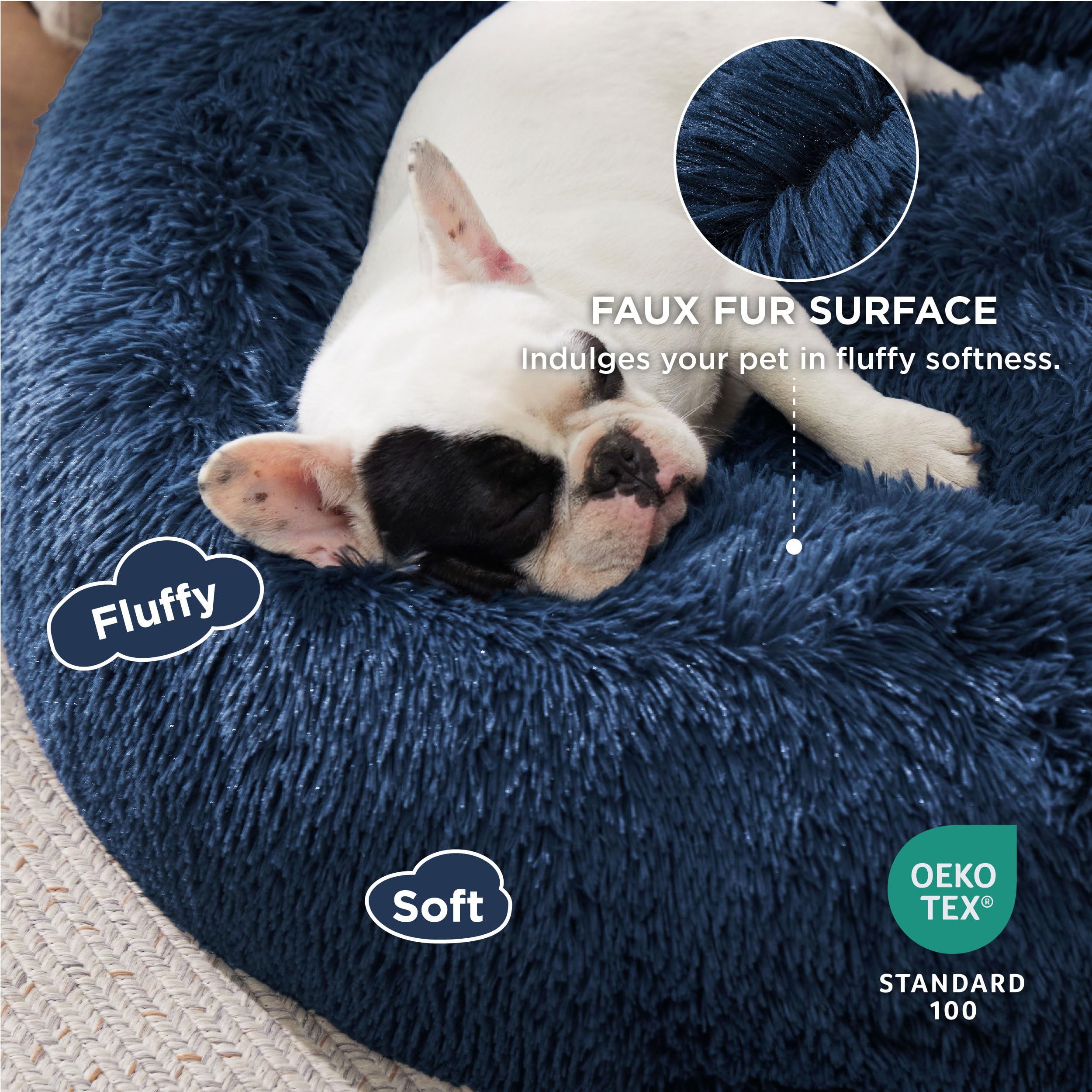 Foto 3 pulgar | Cama Para Mascotas Calming Donut, Lavable Para Perros Pequeños, Color Azul Marino - Venta Internacional.