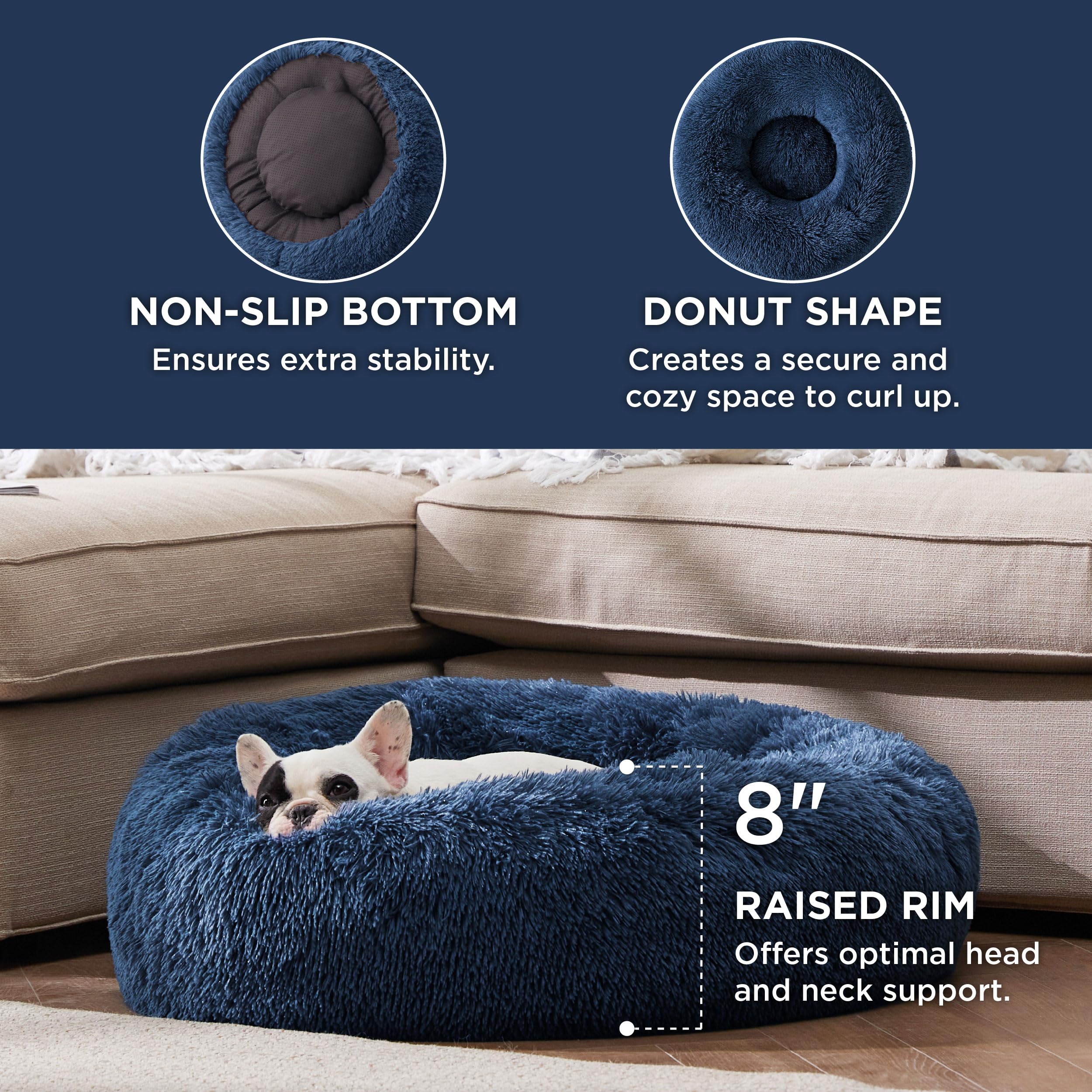 Foto 4 pulgar | Cama Para Mascotas Calming Donut, Lavable Para Perros Pequeños, Color Azul Marino - Venta Internacional.